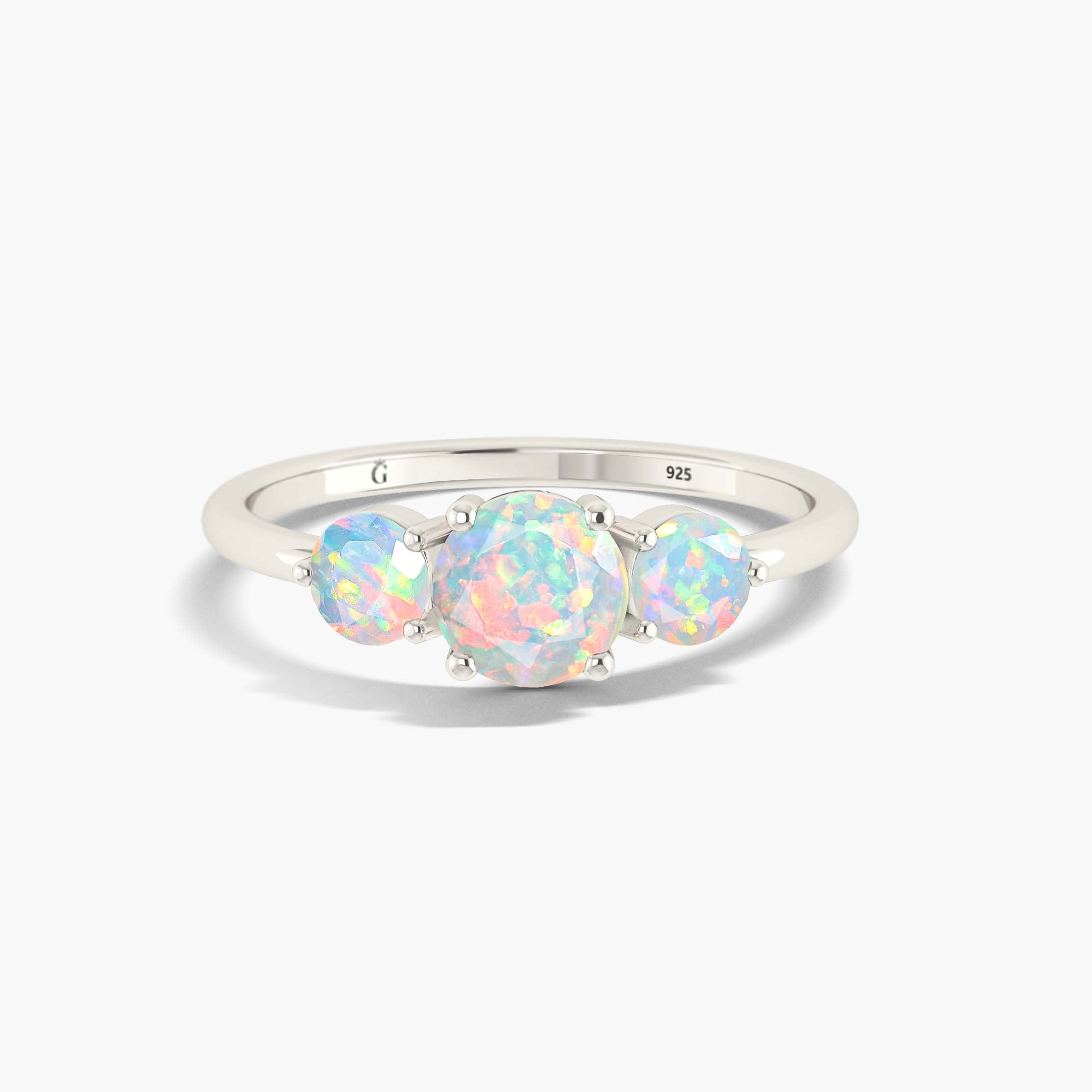 Genuine fire Ethiopian Opal Wedding ring
