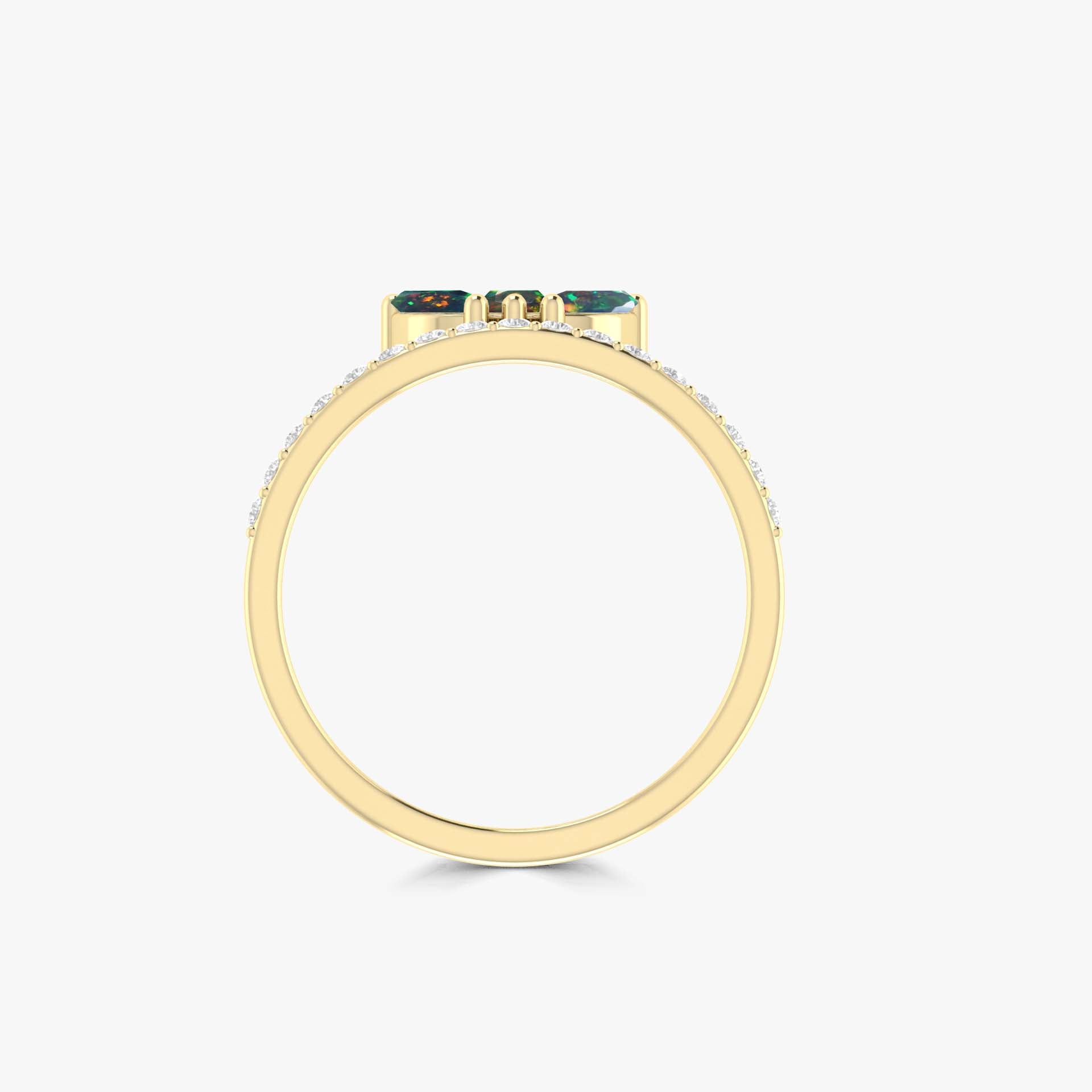 3 Marquise Black fire Ethiopian Black opal wedding statement ring