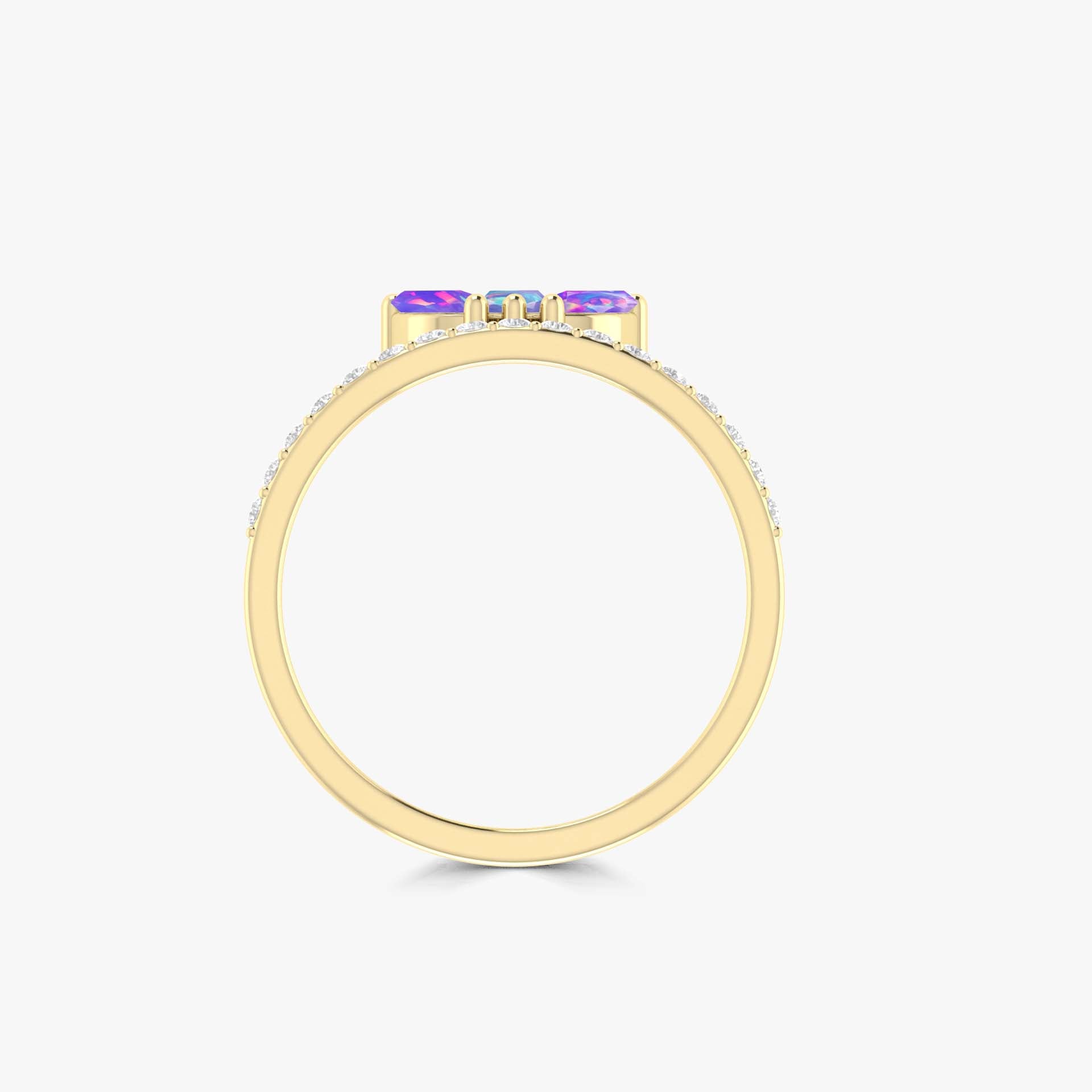 Lavender fire 3 Marquise Ethiopian opal ring