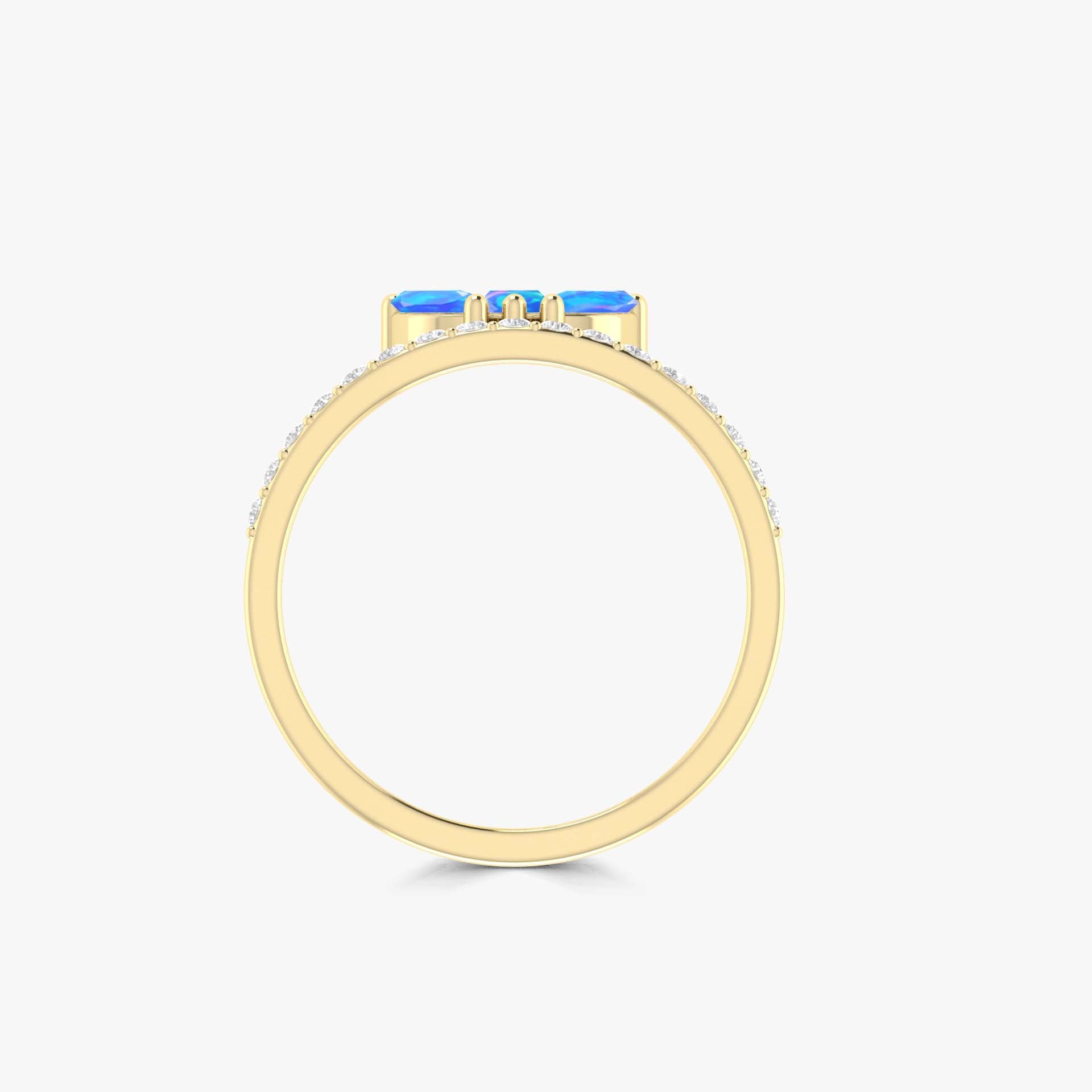 3 Marquise blue fire Ethiopian opall wedding ring