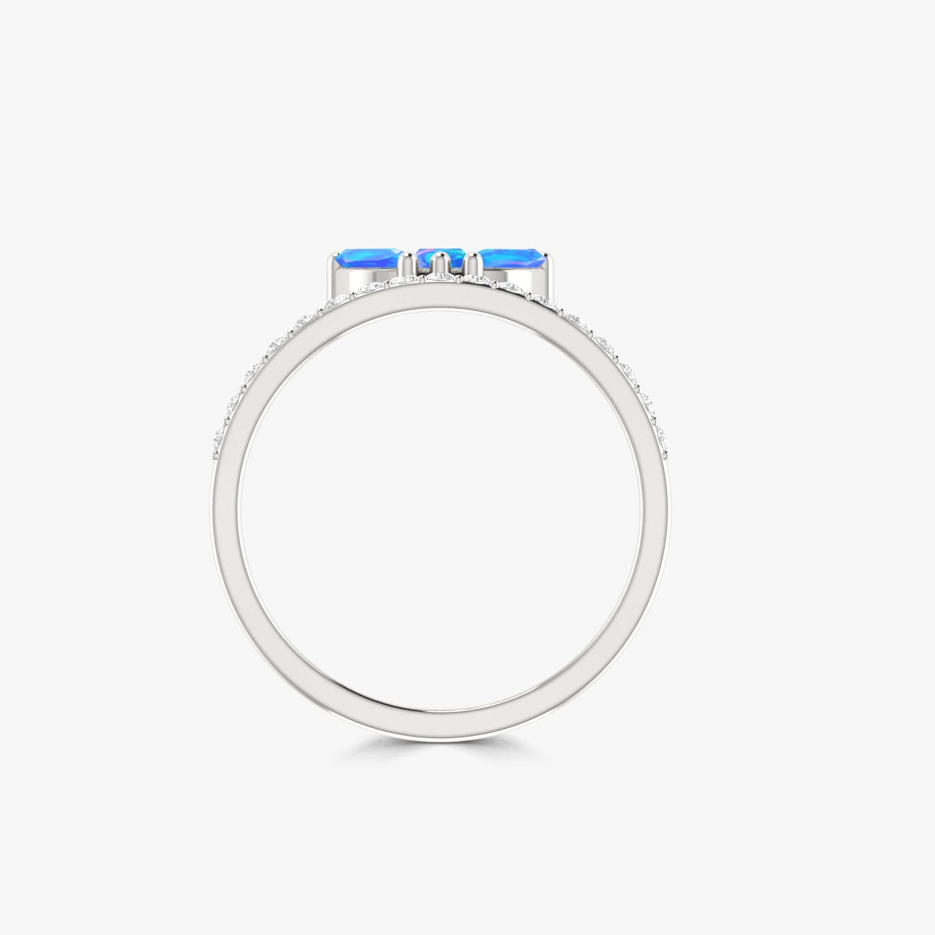 3 Marquise blue fire Ethiopian opall wedding ring