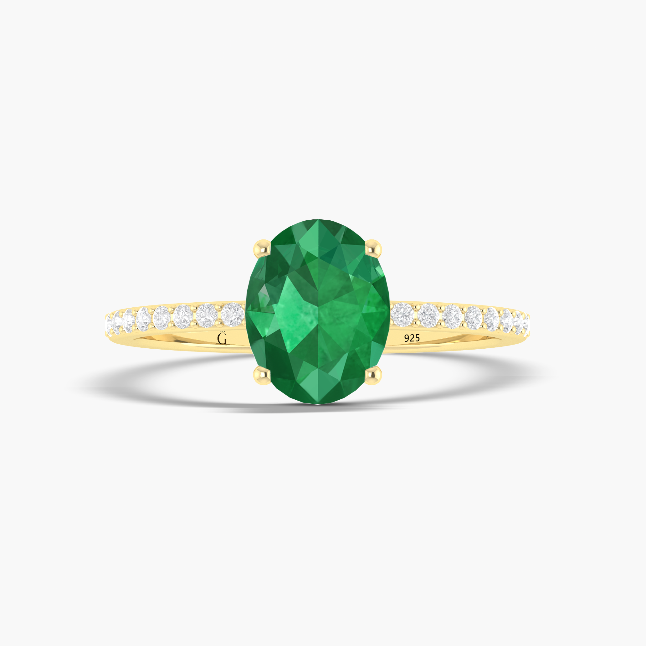 Lab Grown Green Emerald 6 x 8 MM Oval Statement ring