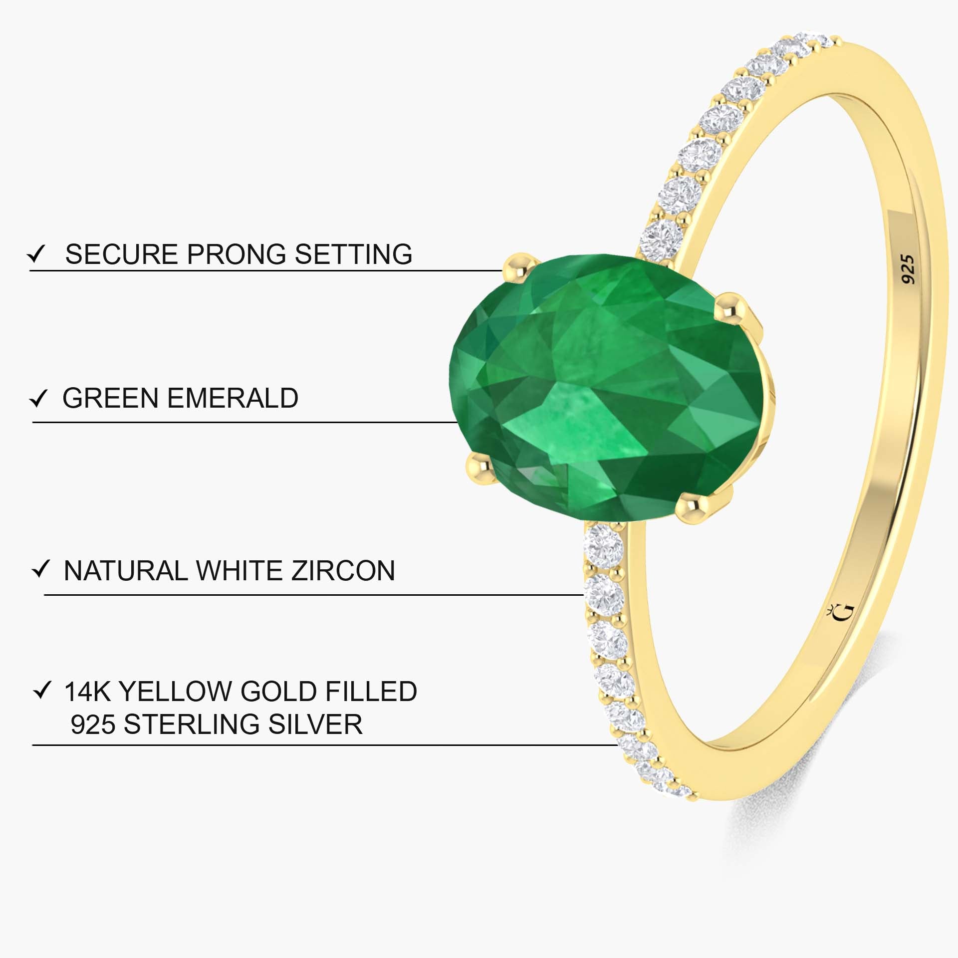 Lab Grown Green Emerald 6 x 8 MM Oval Statement ring