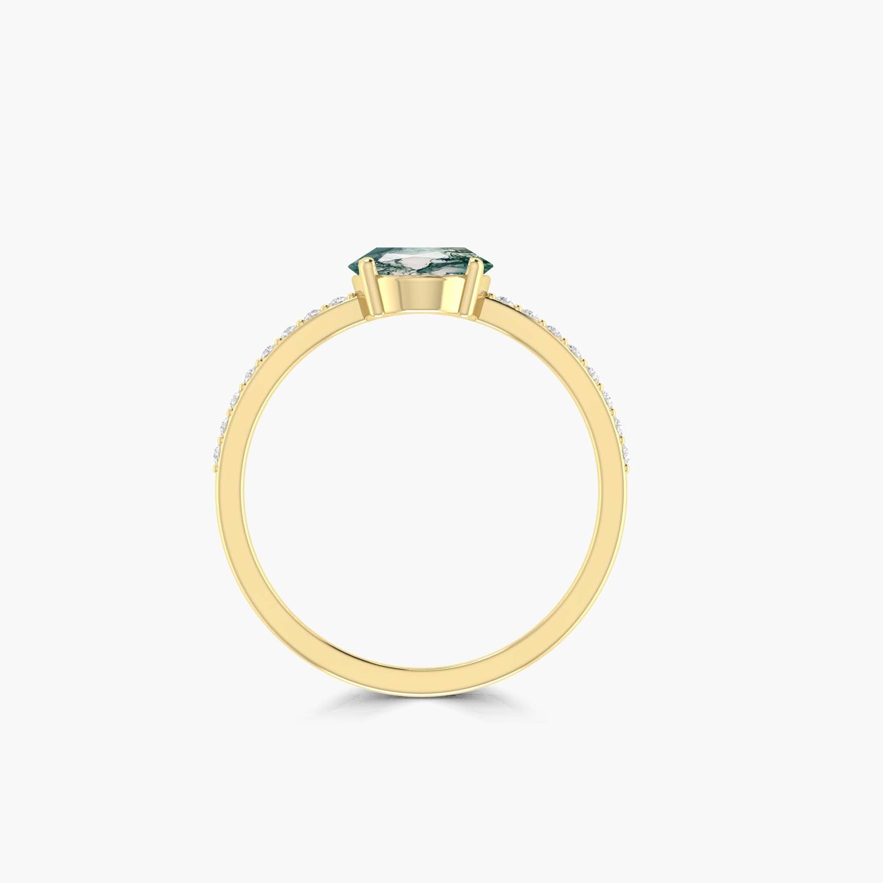 Oval Moss Agate statement gold vermeil or Silver ring