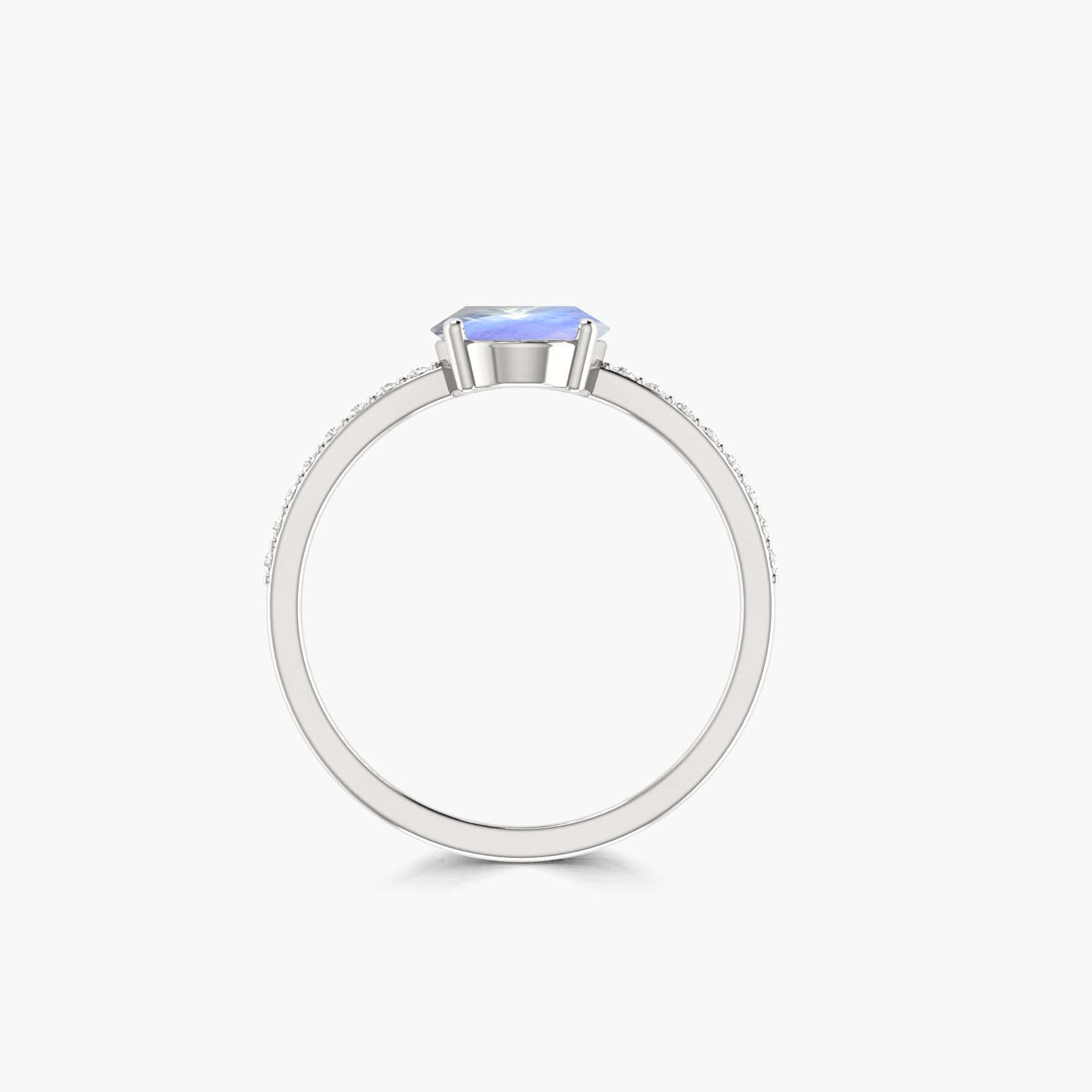 Oval Rainbow moonstone statement engagement ring