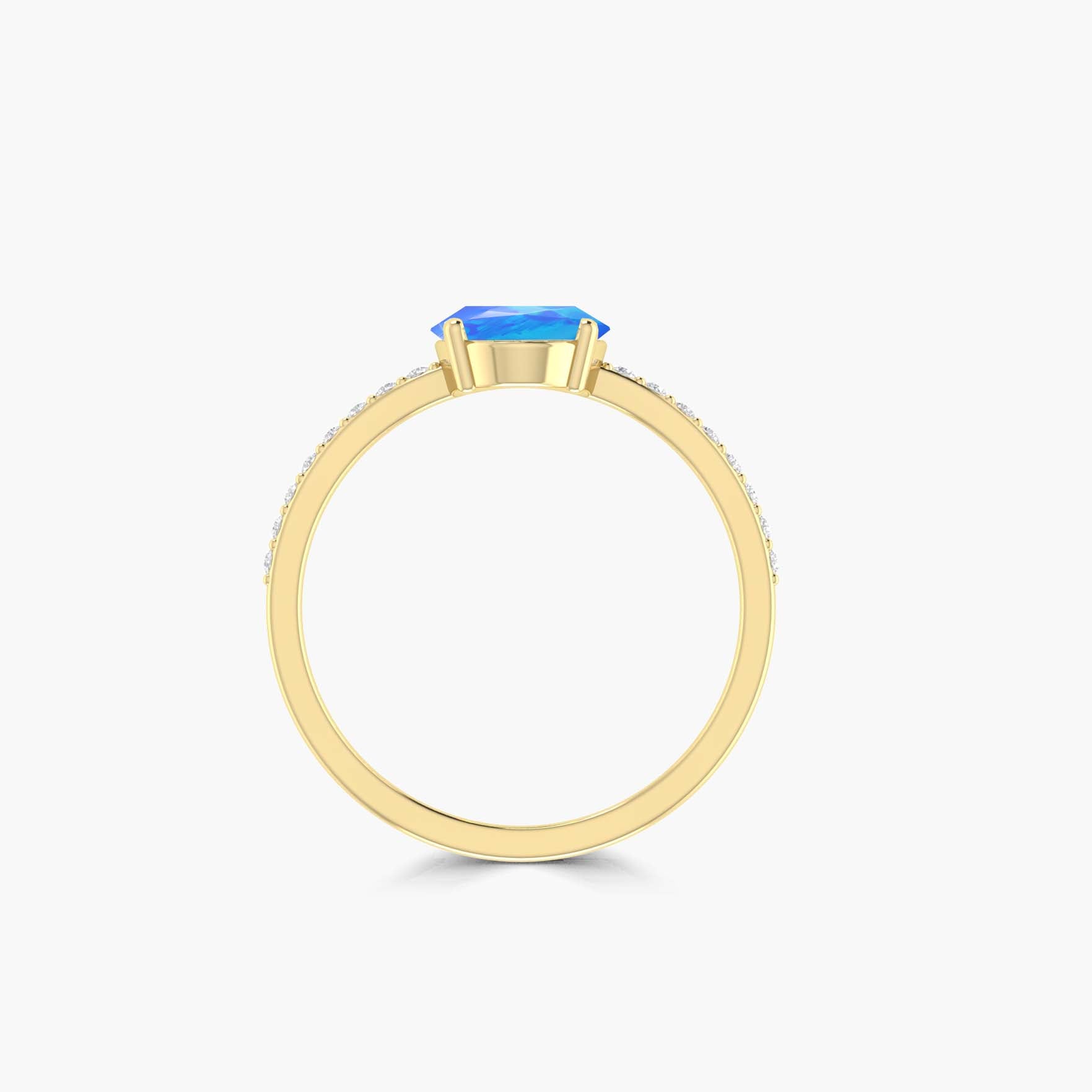 Blue oval Ethiopian fire opal Statement ring for women