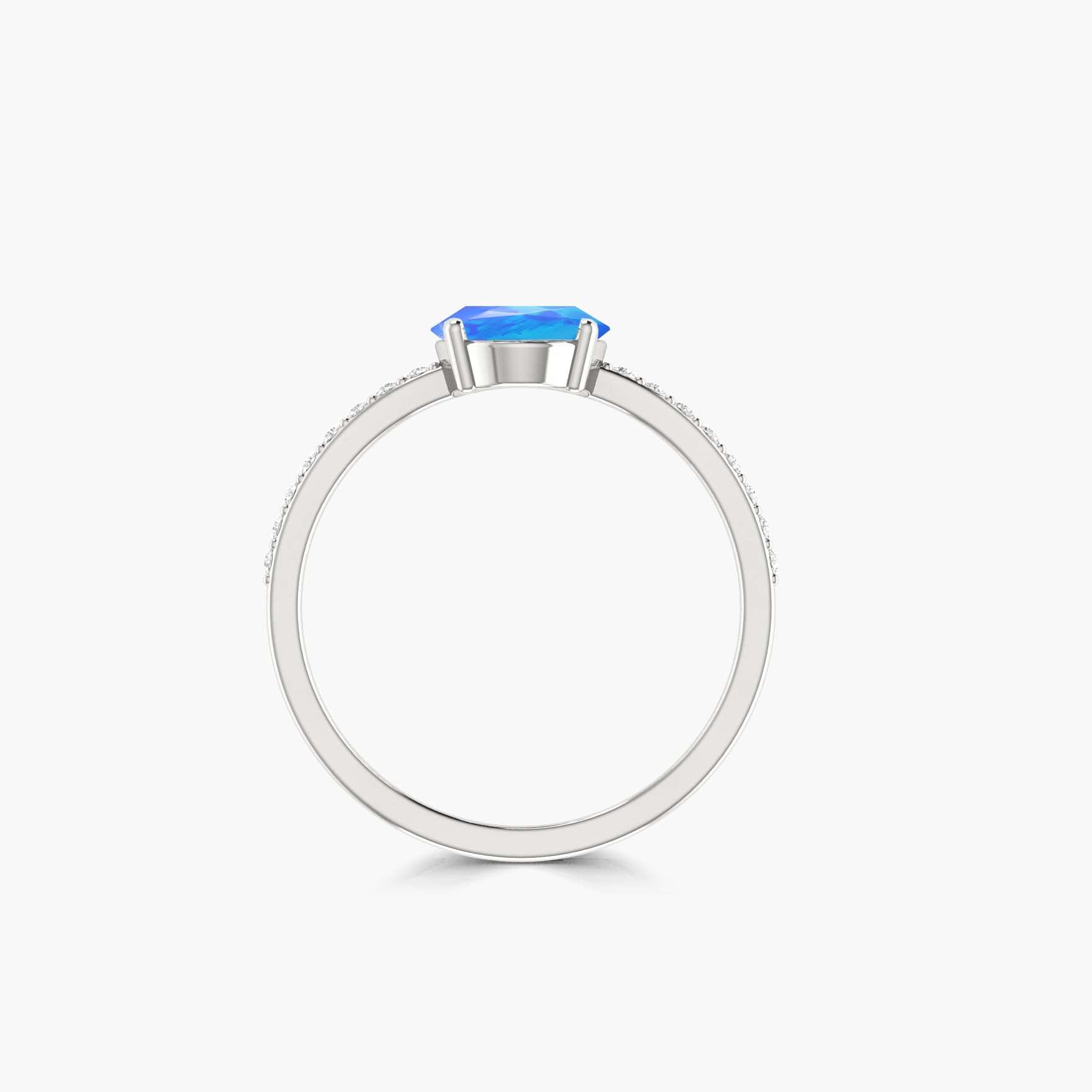 Blue oval Ethiopian fire opal Statement ring for women