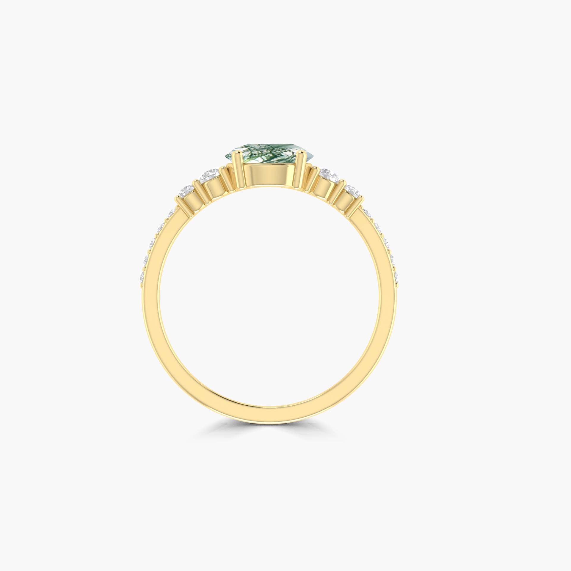 Round Moss Agate Gold wedding ring for women