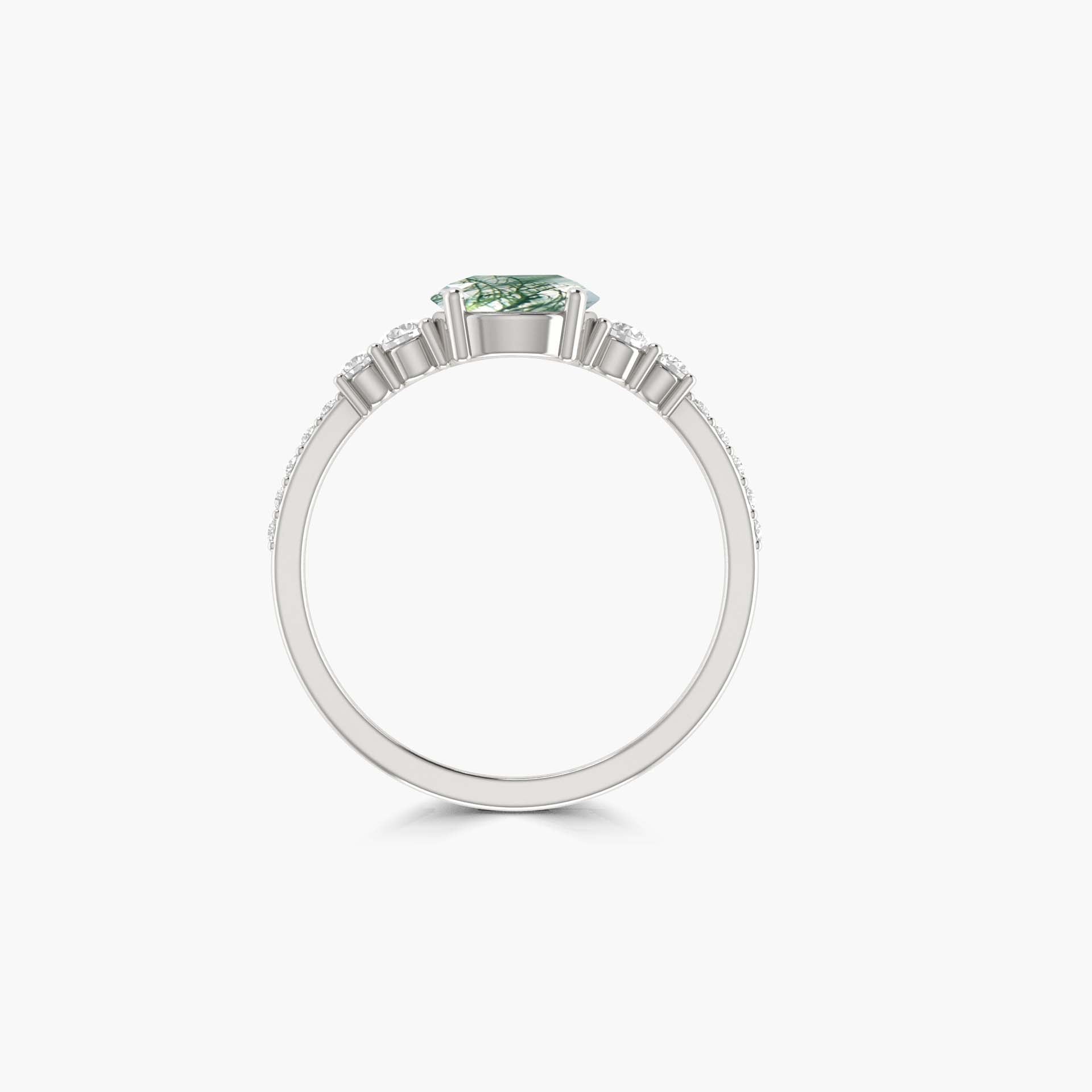 Round Moss Agate Gold wedding ring for women