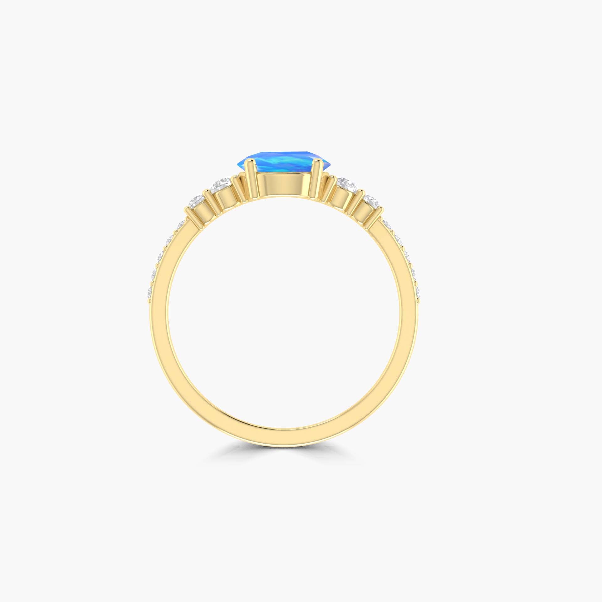Beautiful fire round Blue Ethiopian opal Engagement ring