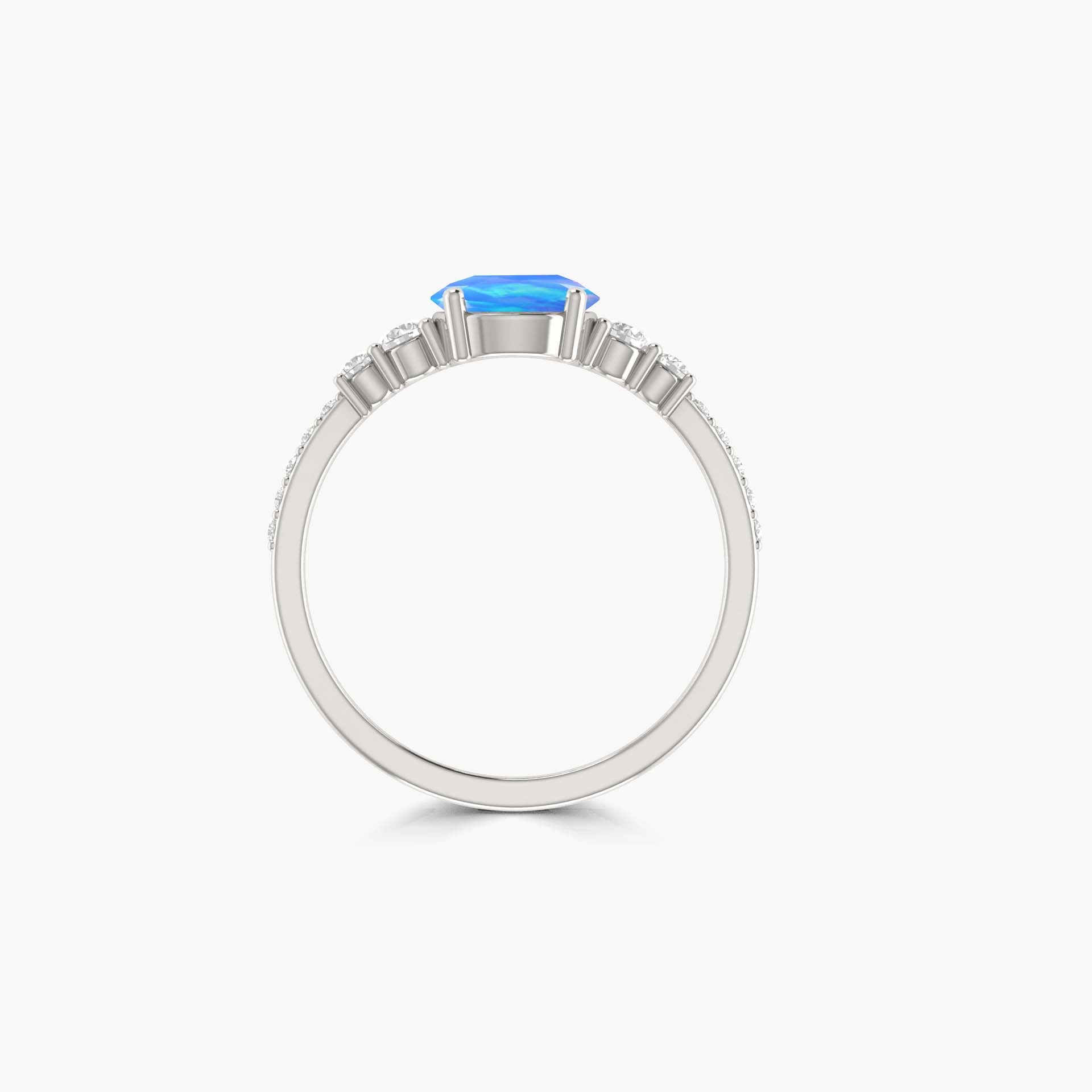 Beautiful fire round Blue Ethiopian opal Engagement ring