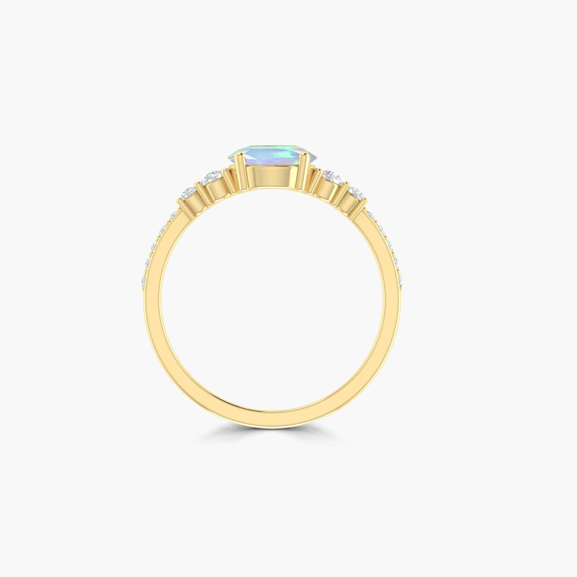 Genuine White fire Round Ethiopian opal statement ring