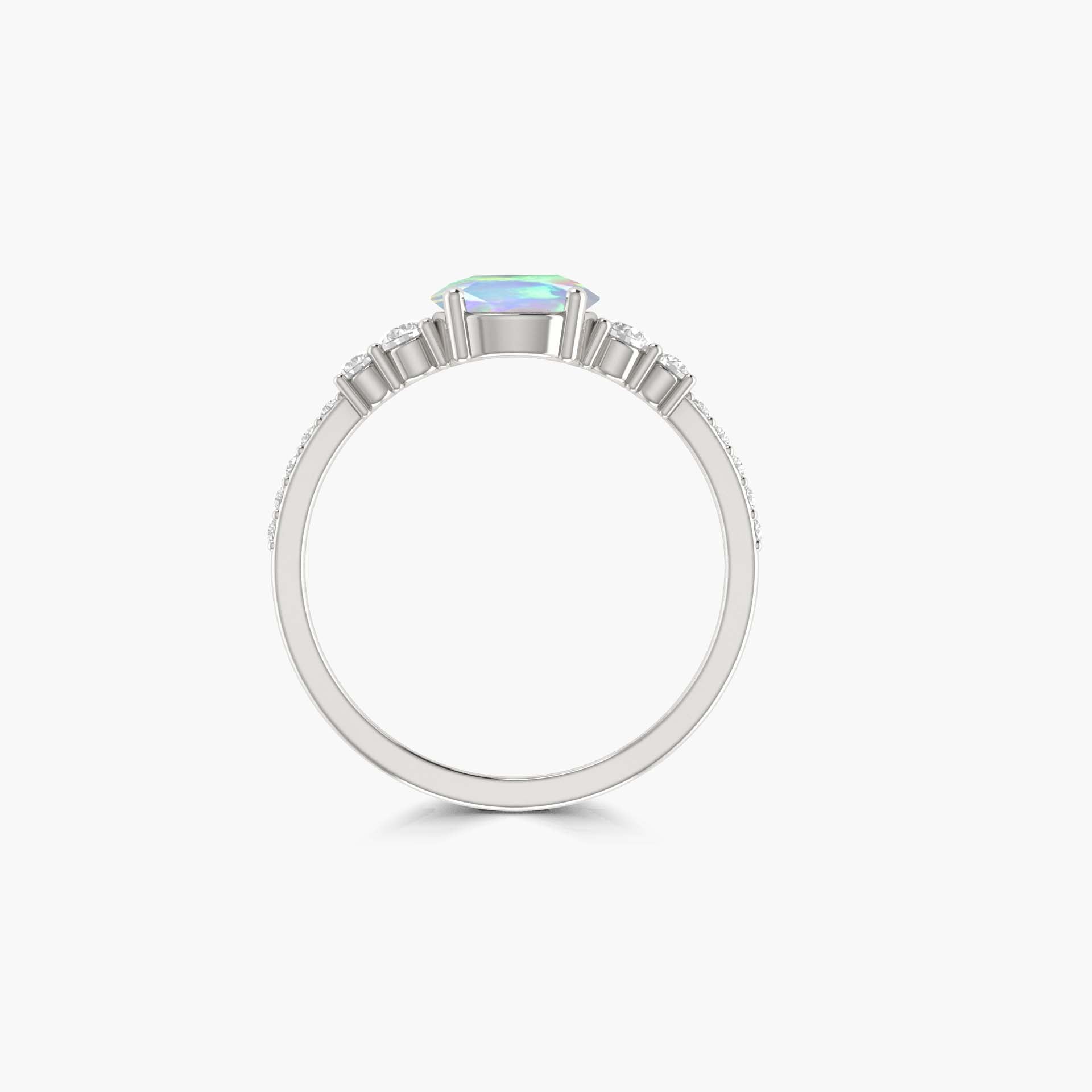 Genuine White fire Round Ethiopian opal statement ring