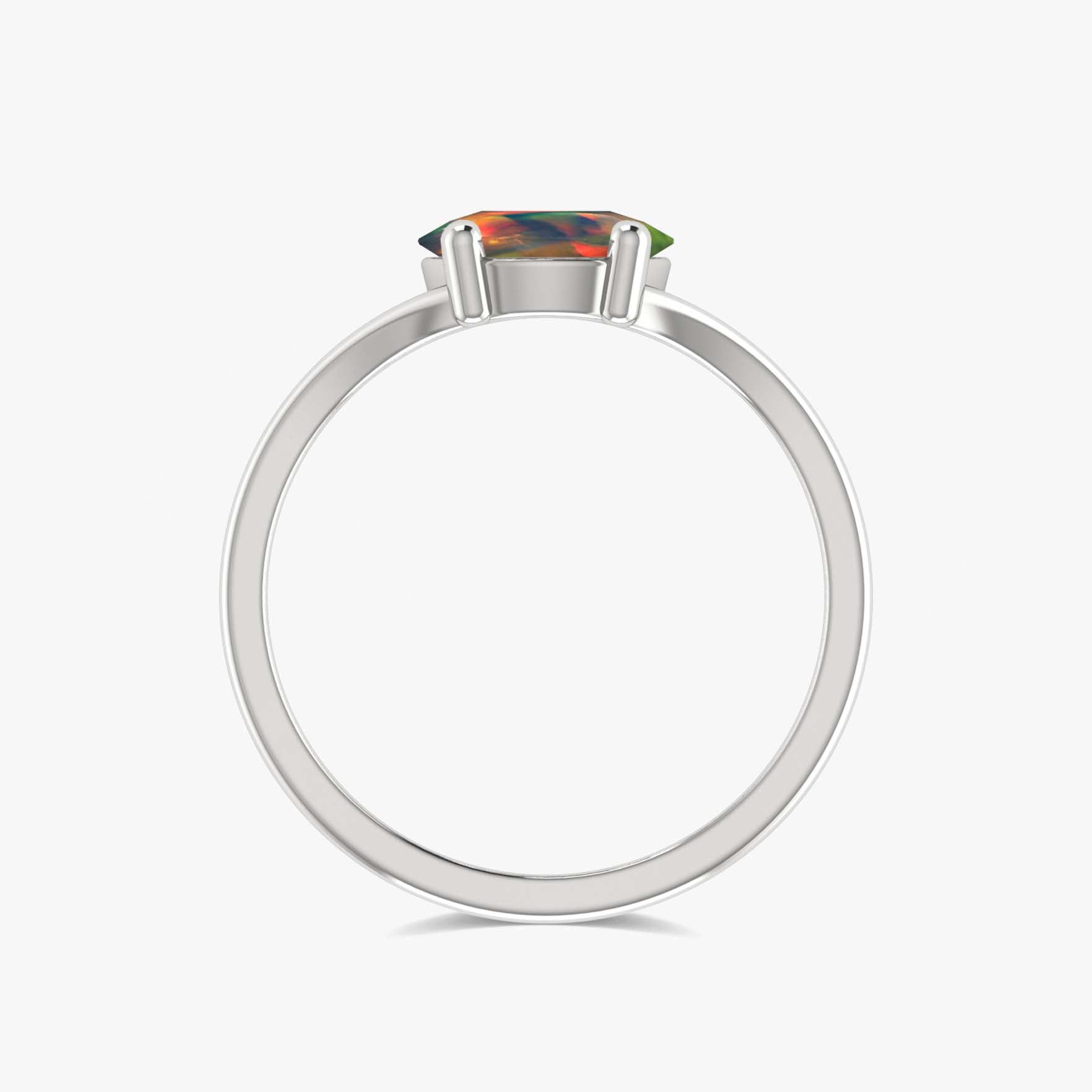Round Faceted Black Opal Stone Statement Ring