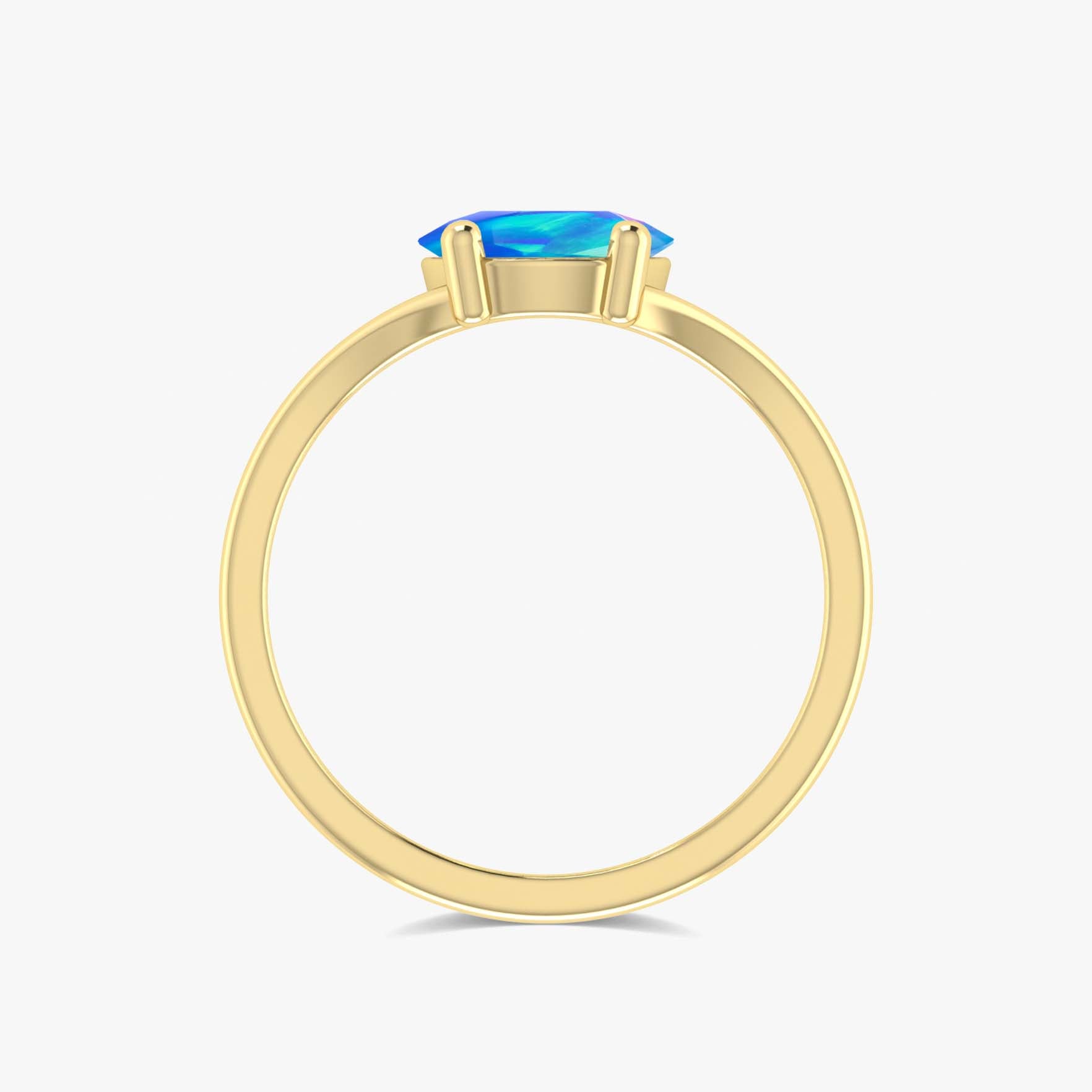 Round Faceted Blue Opal Stone Statement Ring