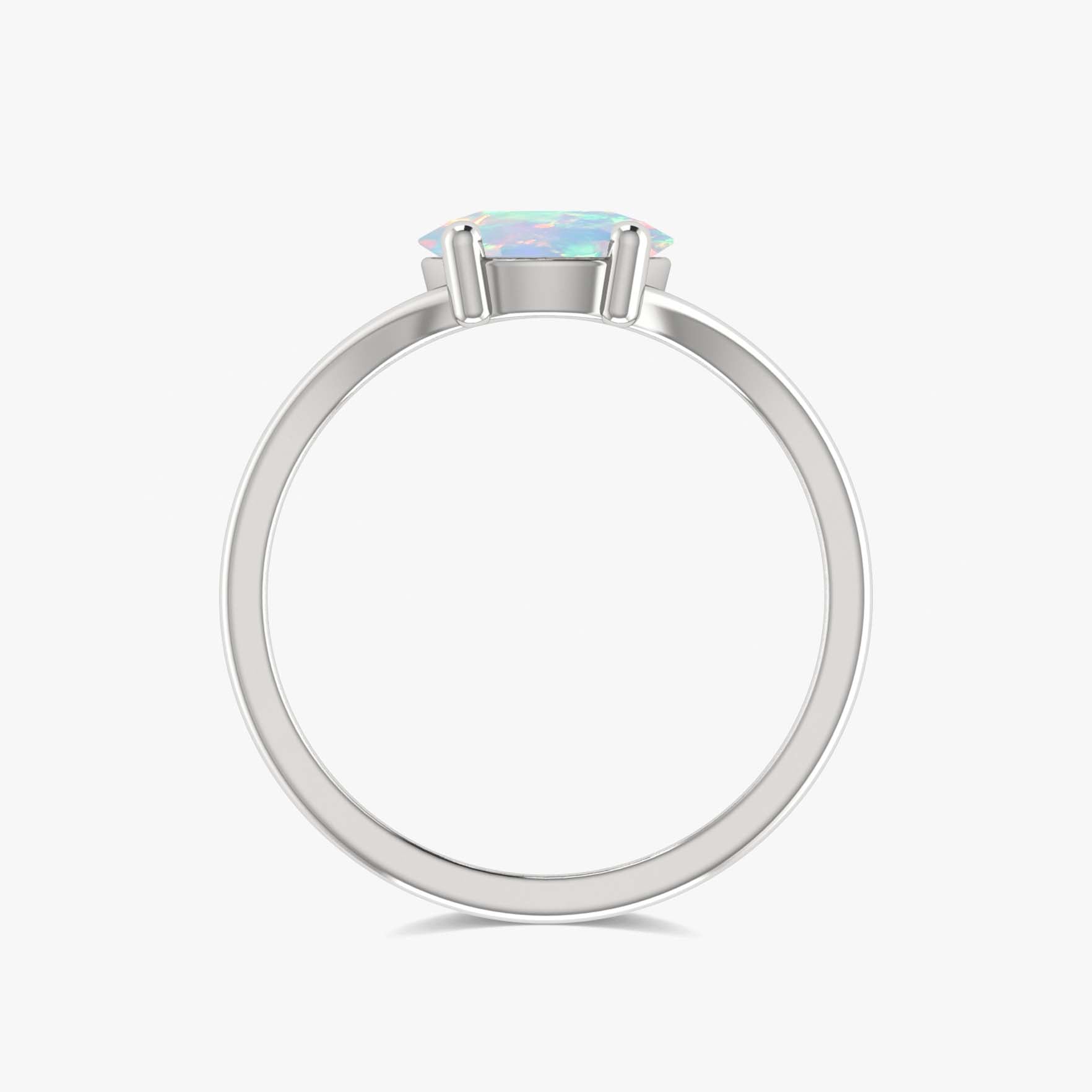 Round Faceted White Opal Stone Statement Ring