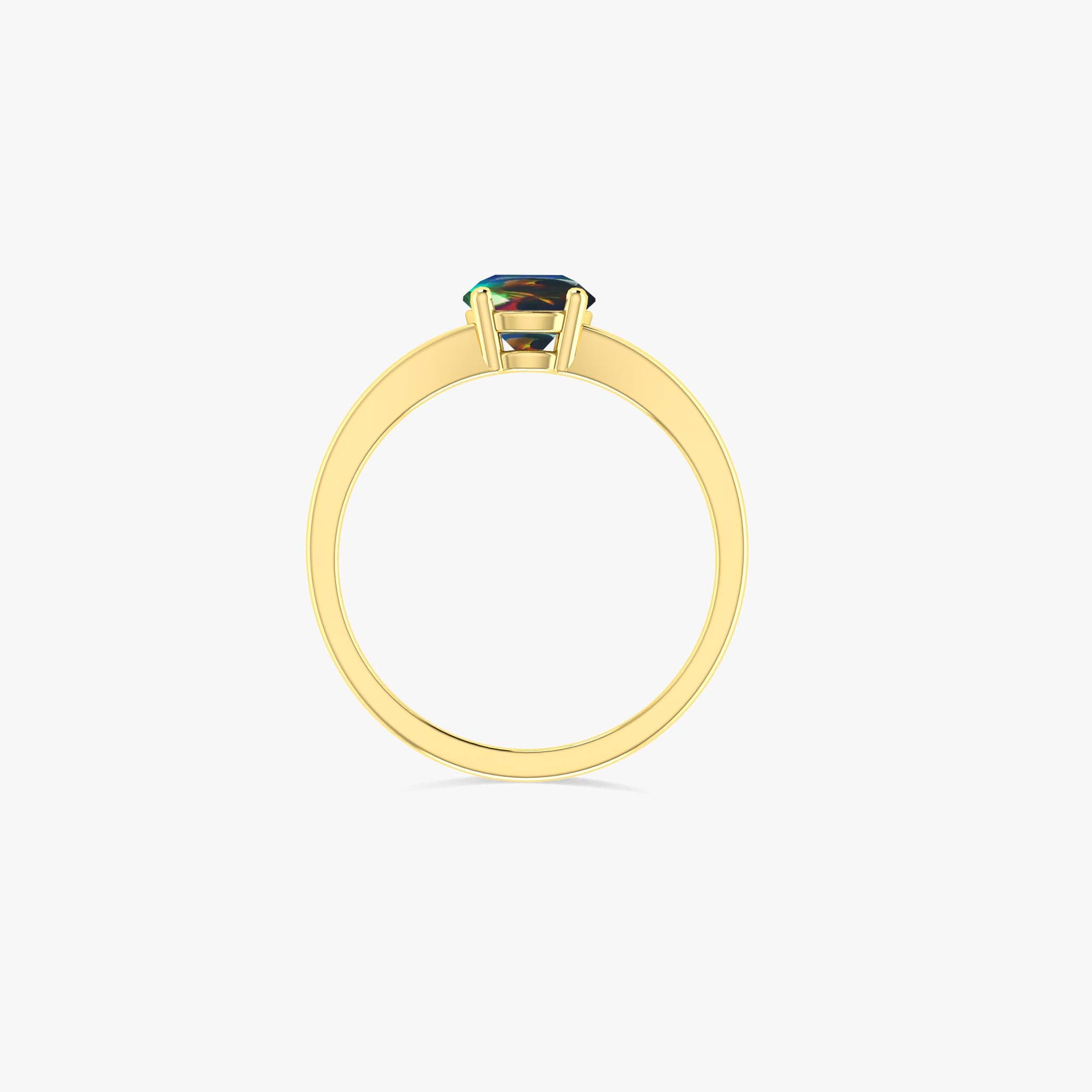 Beautiful dainty round black fire opal ring for women