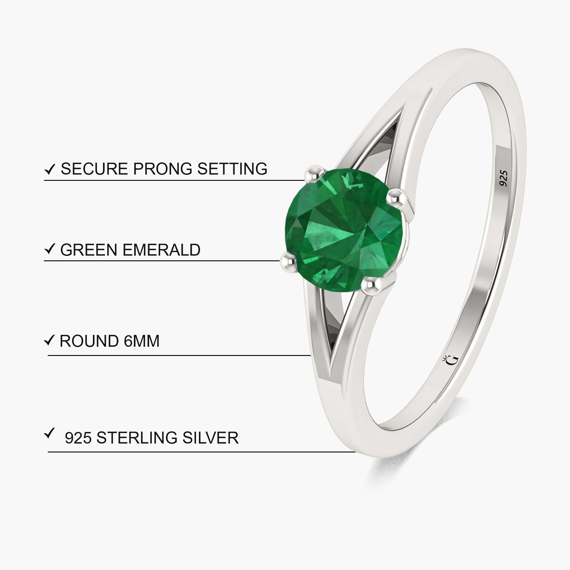 Vintage Lab grown Green Emerald dainty statement ring