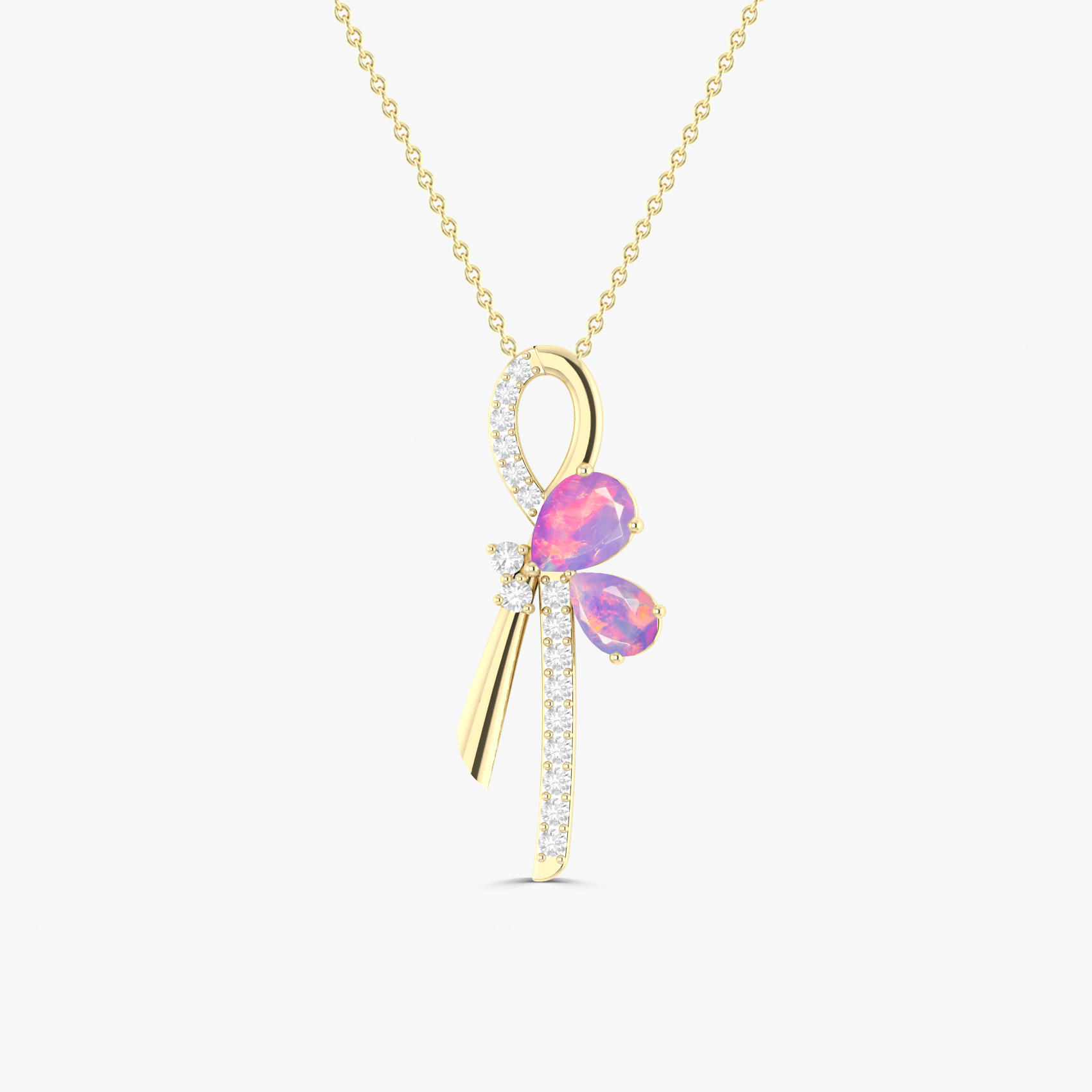 Natural Lavender Opal Knot Style Charm Pendant Necklace