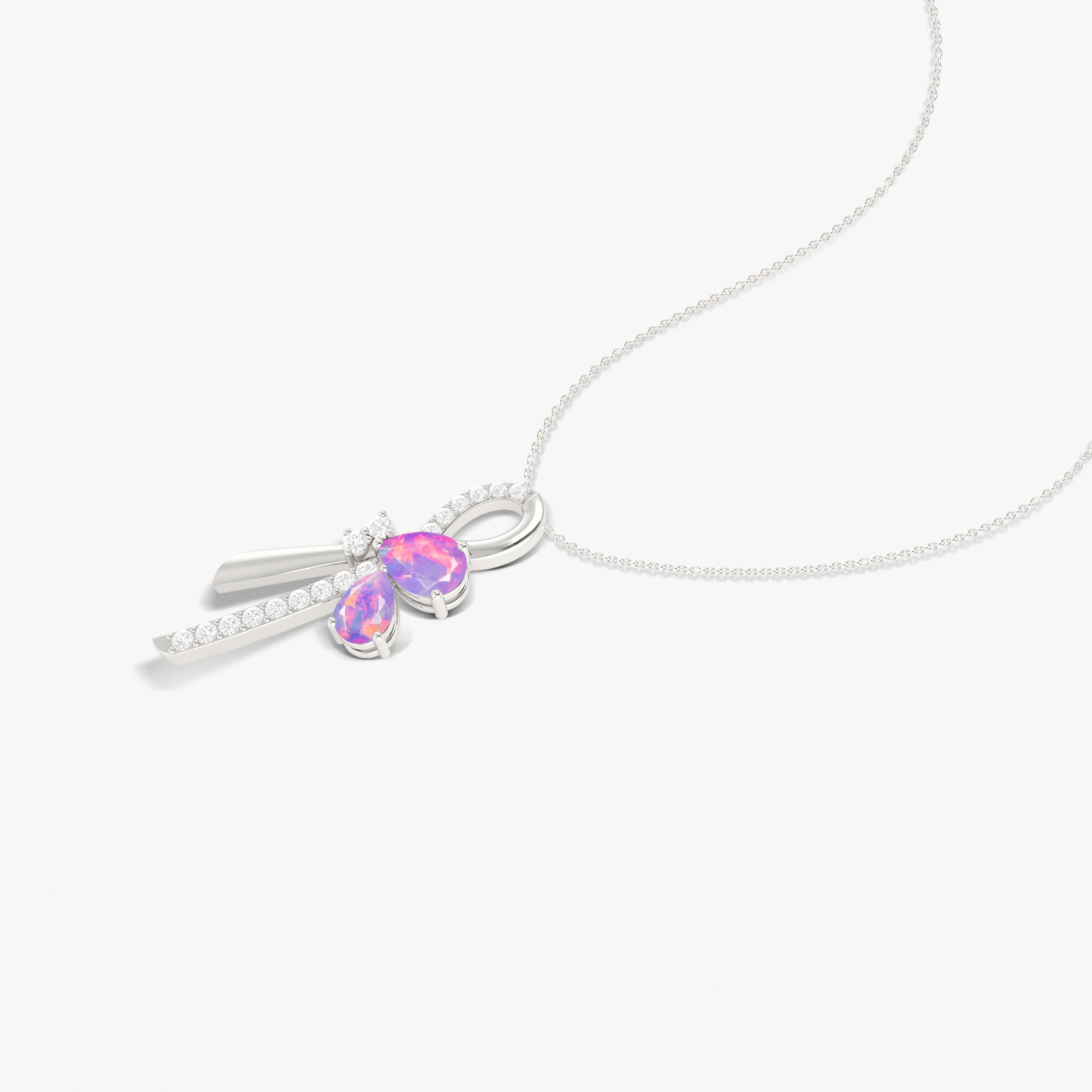 Natural Lavender Opal Knot Style Charm Pendant Necklace