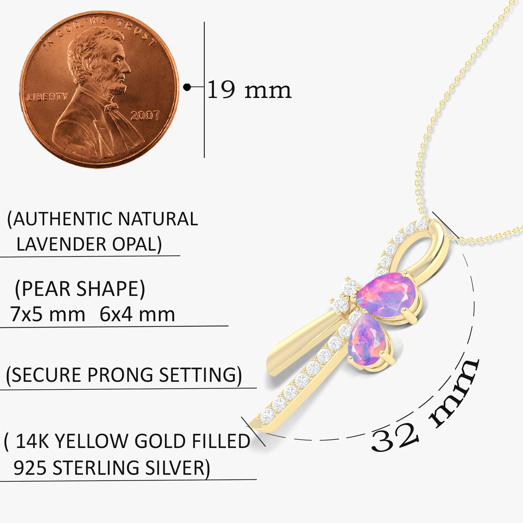 Natural Lavender Opal Knot Style Charm Pendant Necklace