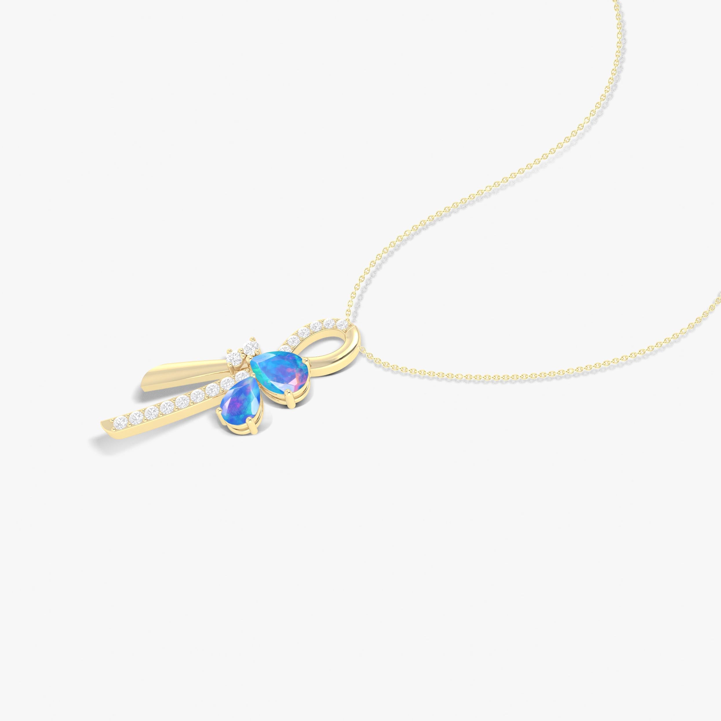 Natural Blue Opal Knot Style Charm Pendant Necklace