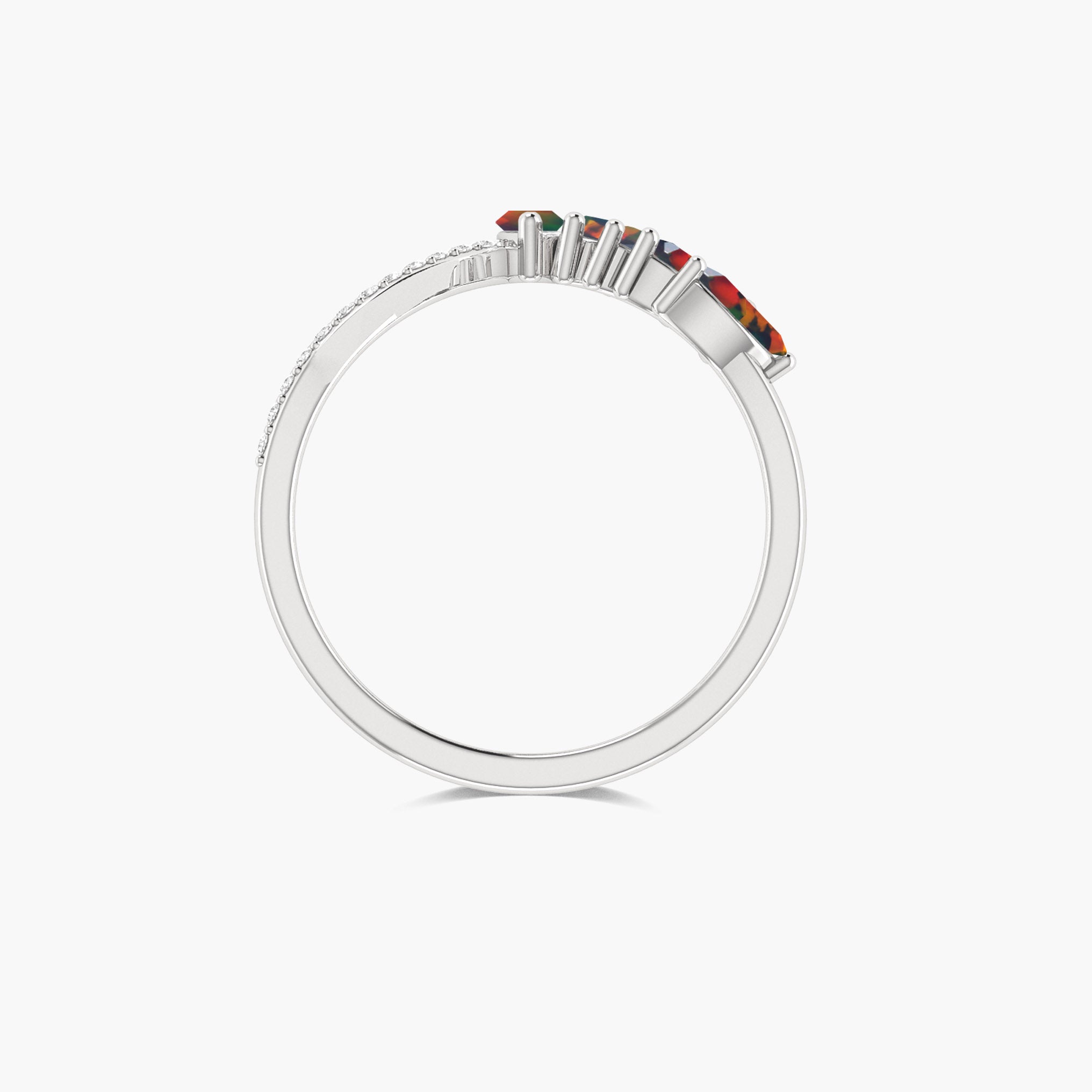 Black fire Ethiopian opal Handcrafted marquise shape ring