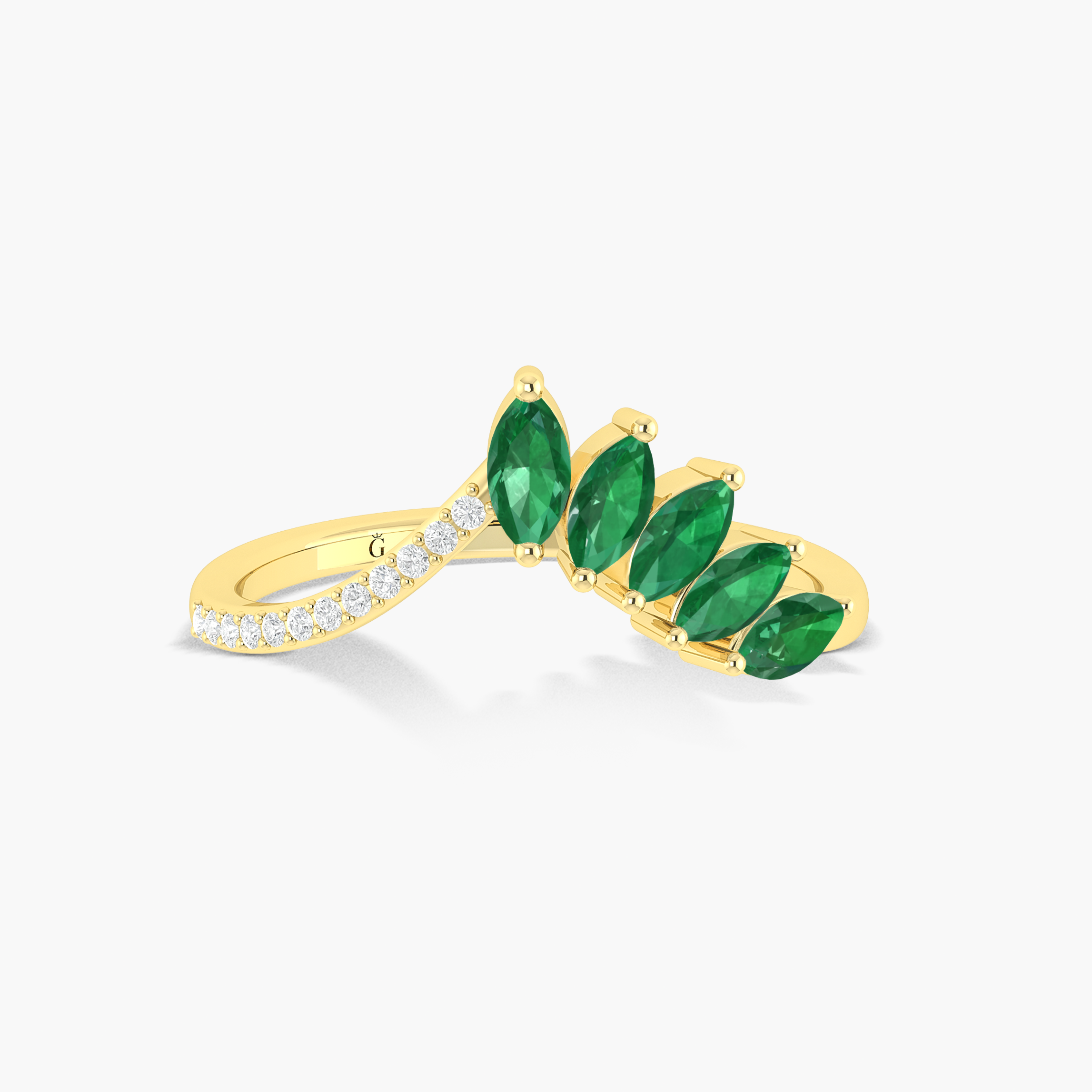 4 Marquise Shape Emerald 18K Gold Vermeil or silver ring