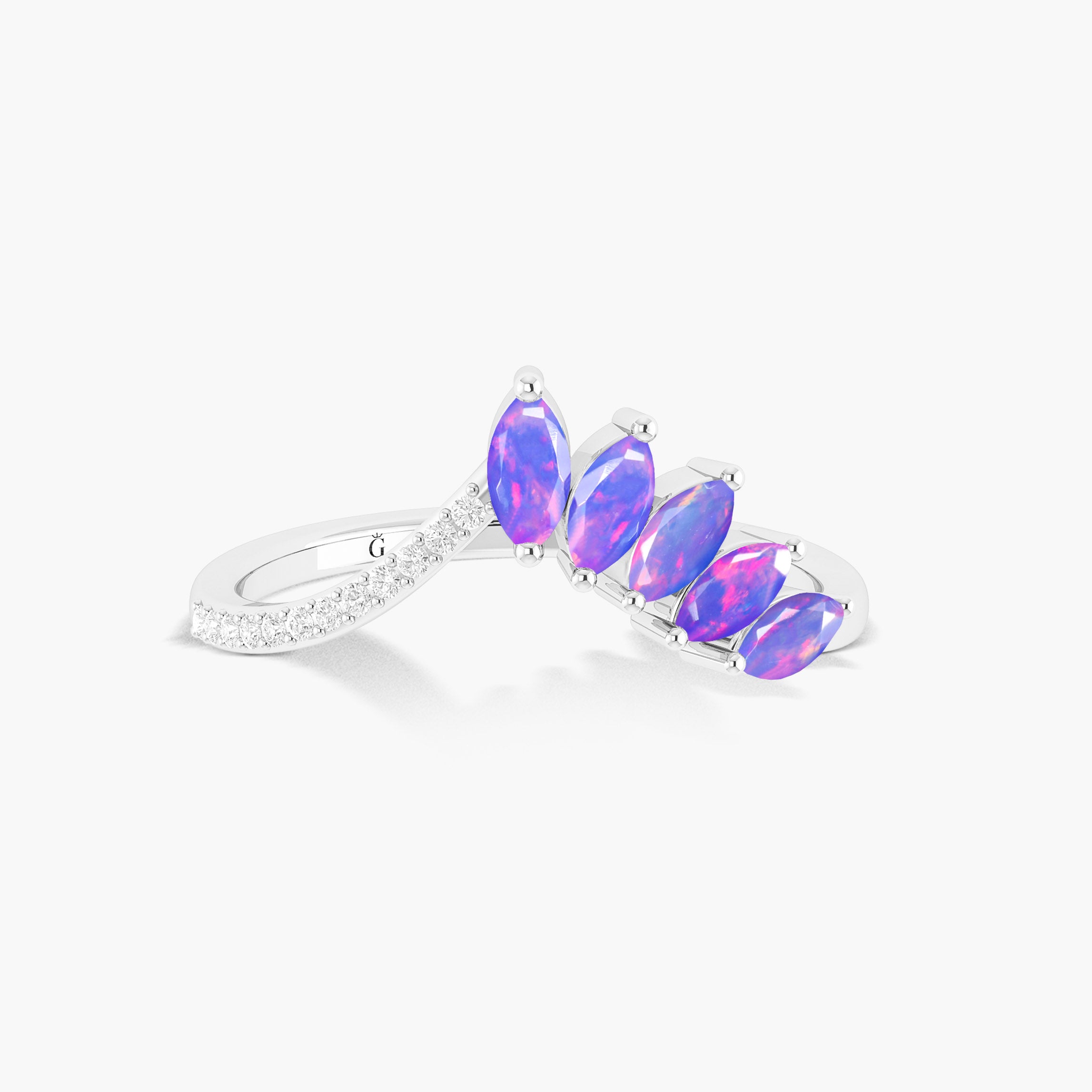Natural Lavender fire 5 Marquise shape stone ring