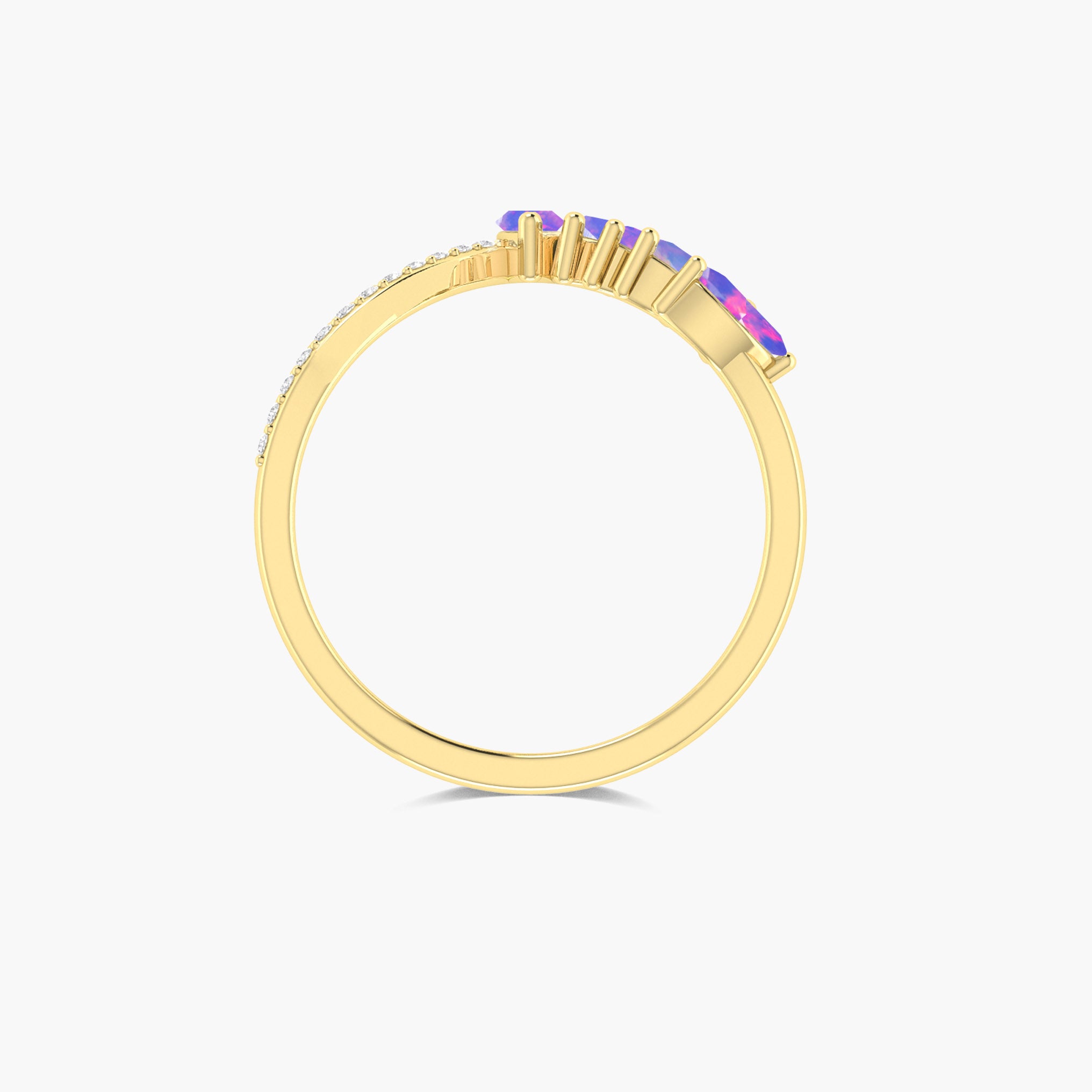 Natural Lavender fire 5 Marquise shape stone ring
