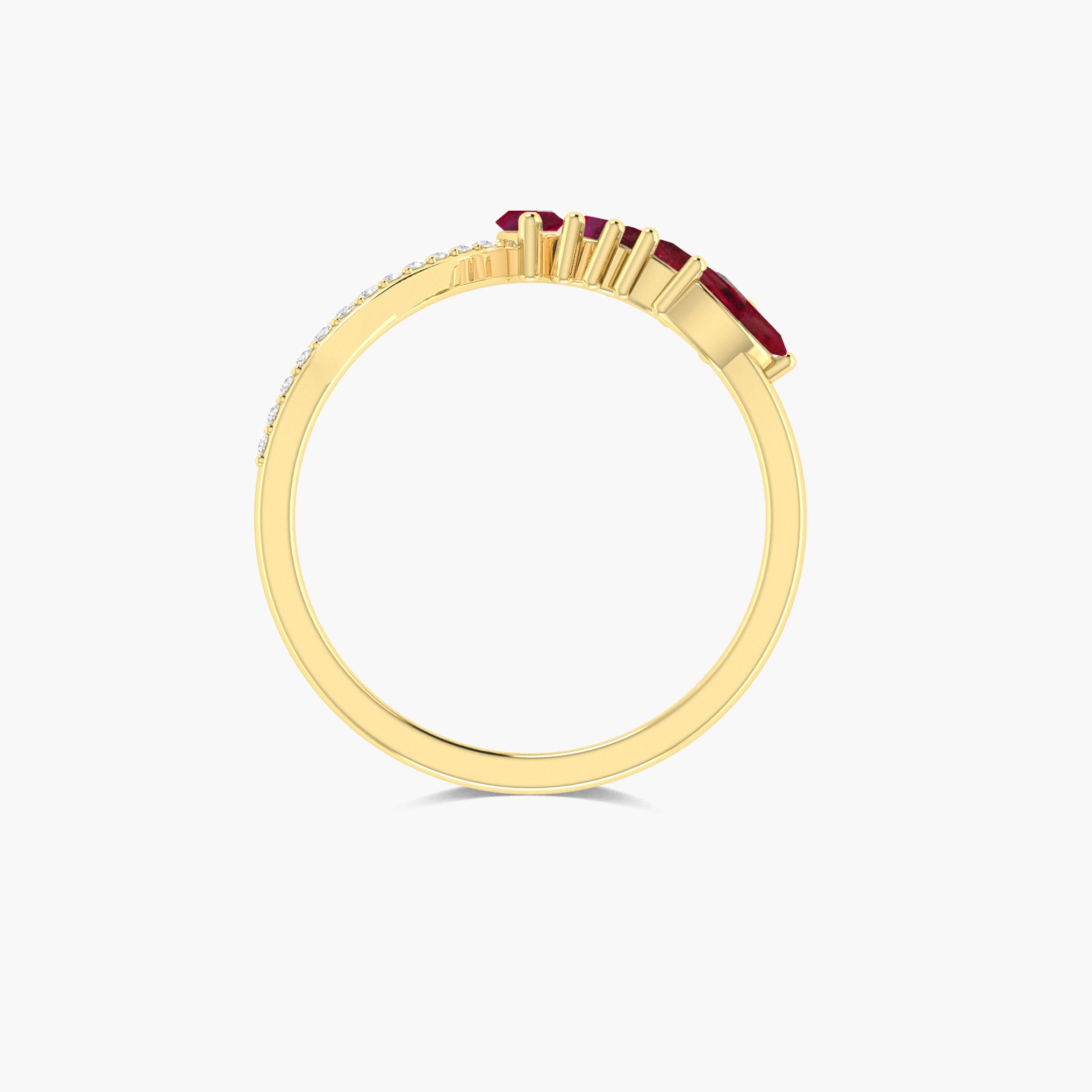 Red Ruby 4 Marquise shape stone with Beautiful zircon ring
