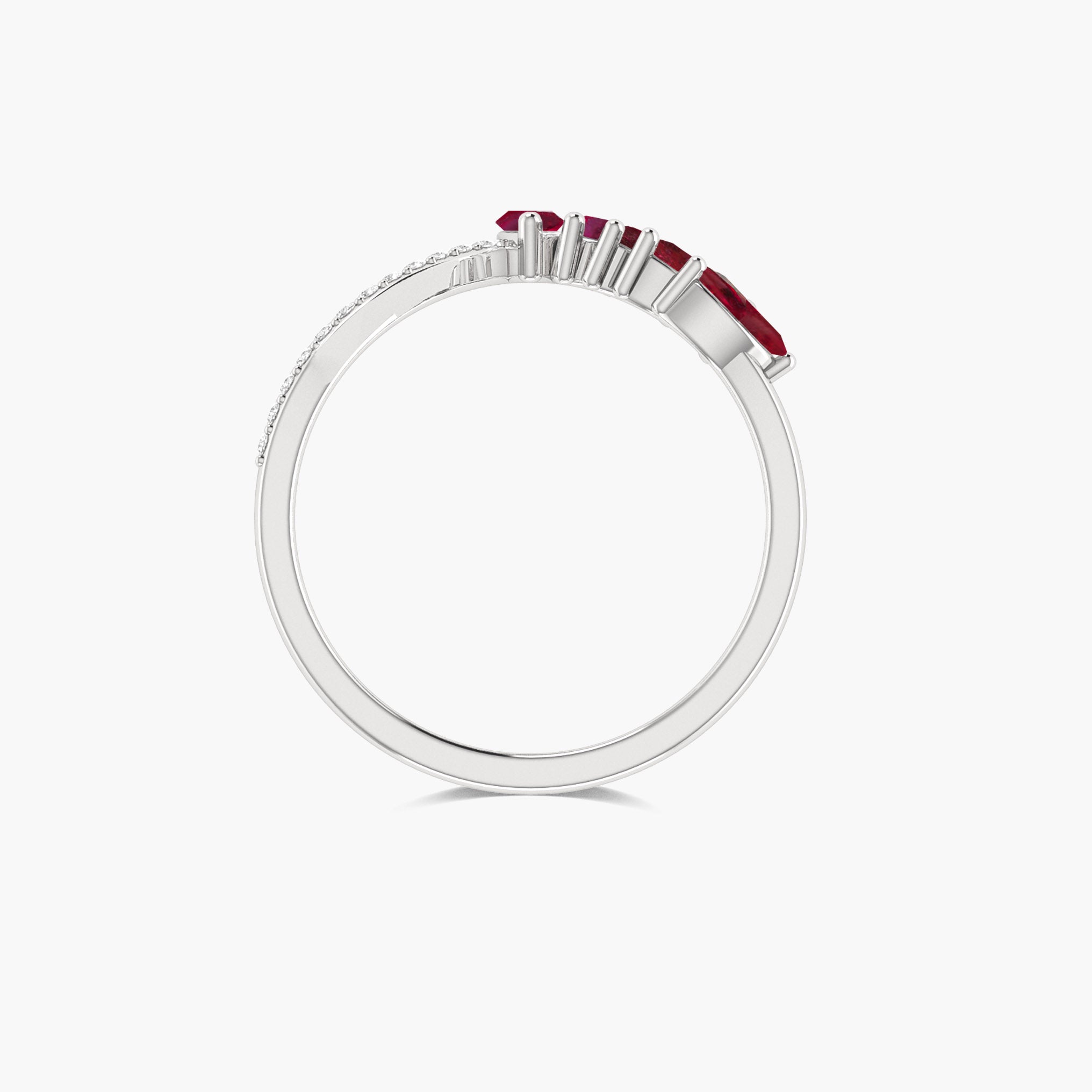 Red Ruby 4 Marquise shape stone with Beautiful zircon ring