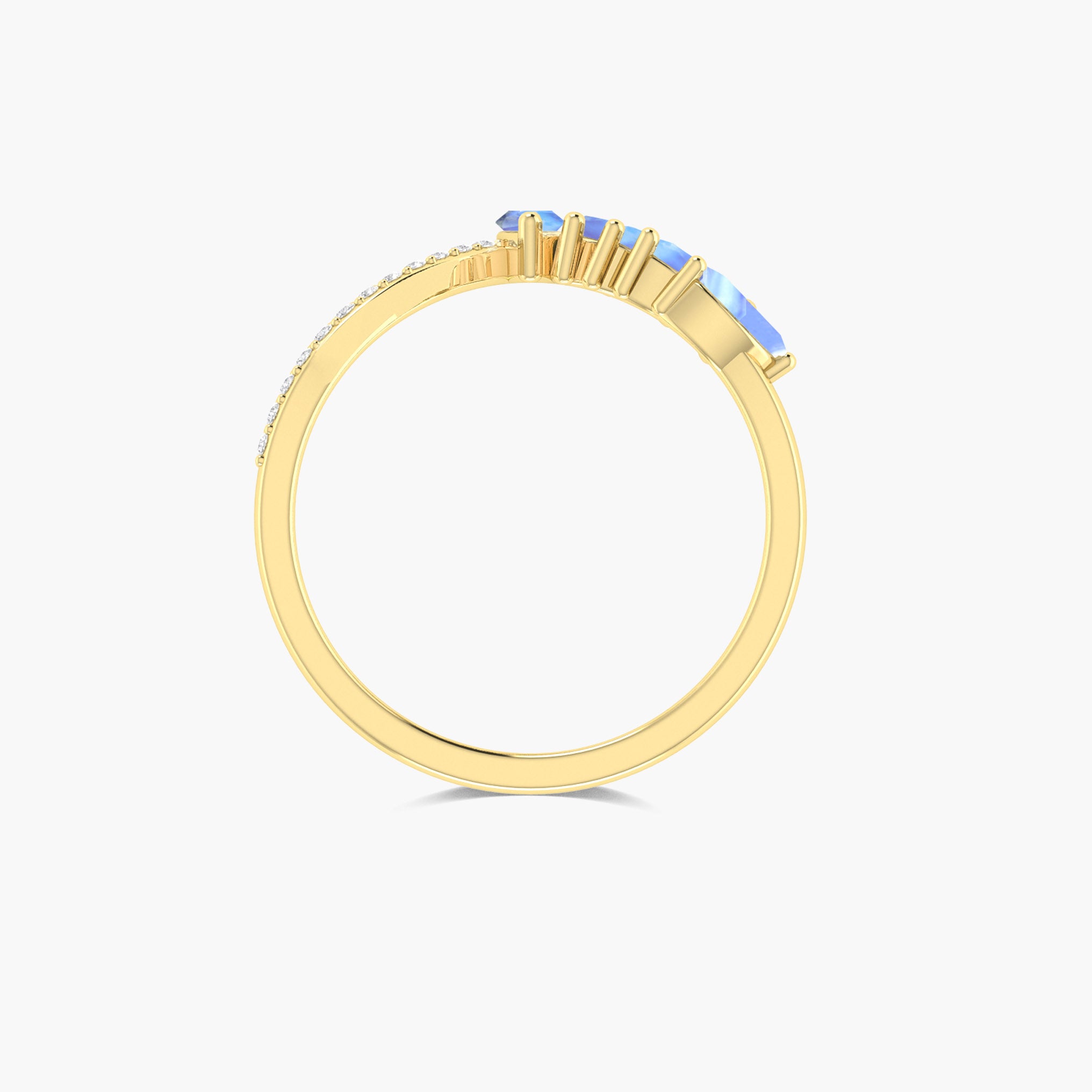 Vintage white rainbow moonstone Wedding ring