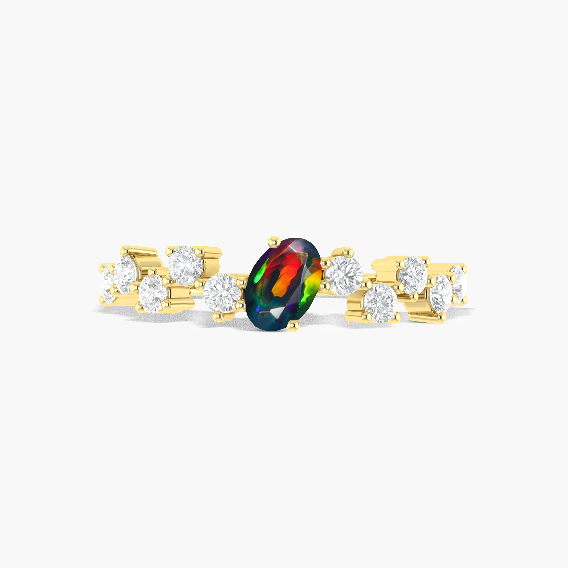 Beautiful design black opal with simulated diamond cubic Zircon ring