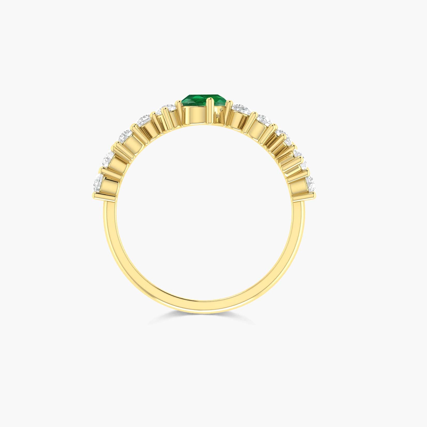 Green Oval Emerald minimalist with dainty Zircon Ring