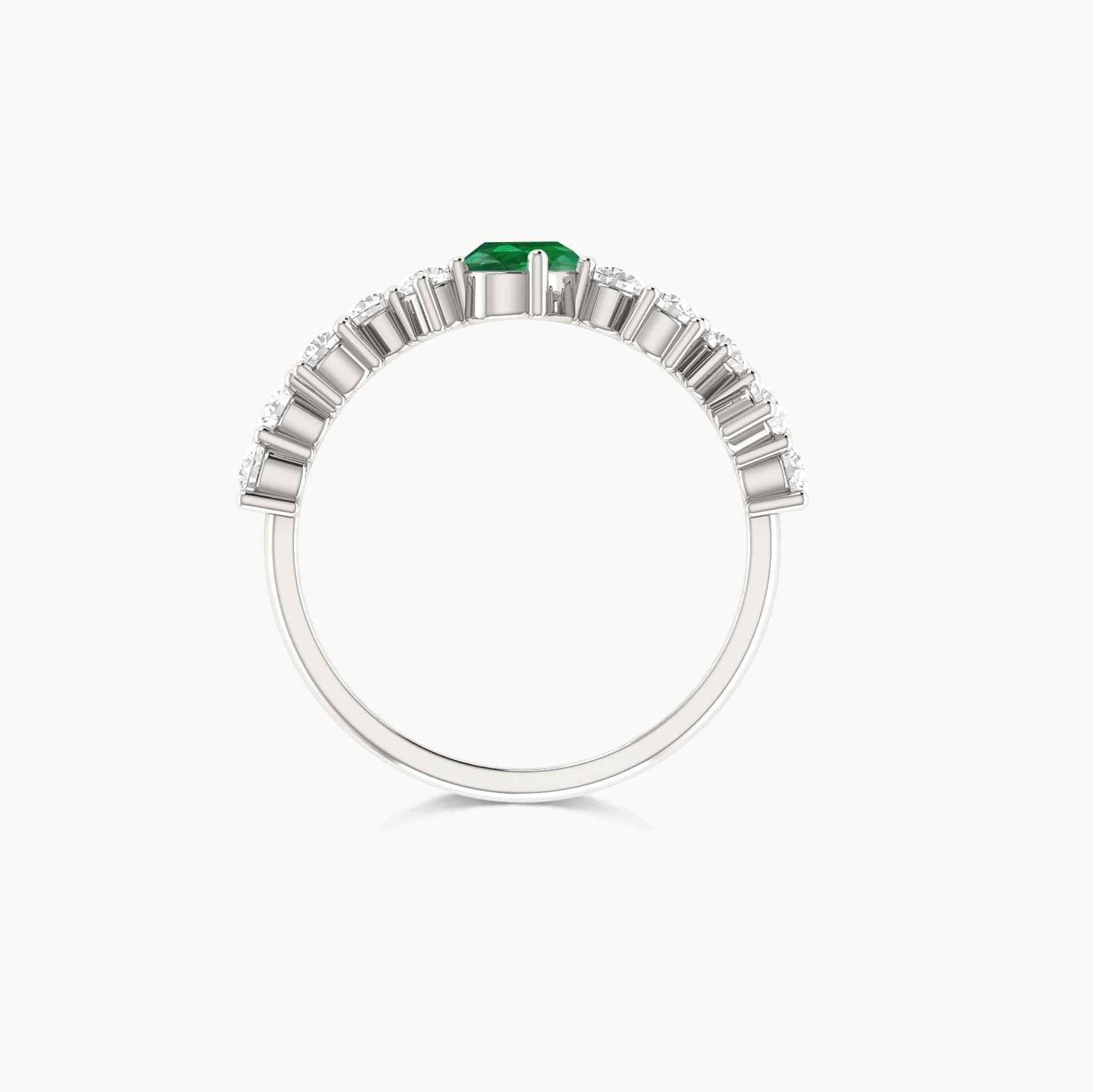 Green Oval Emerald minimalist with dainty Zircon Ring