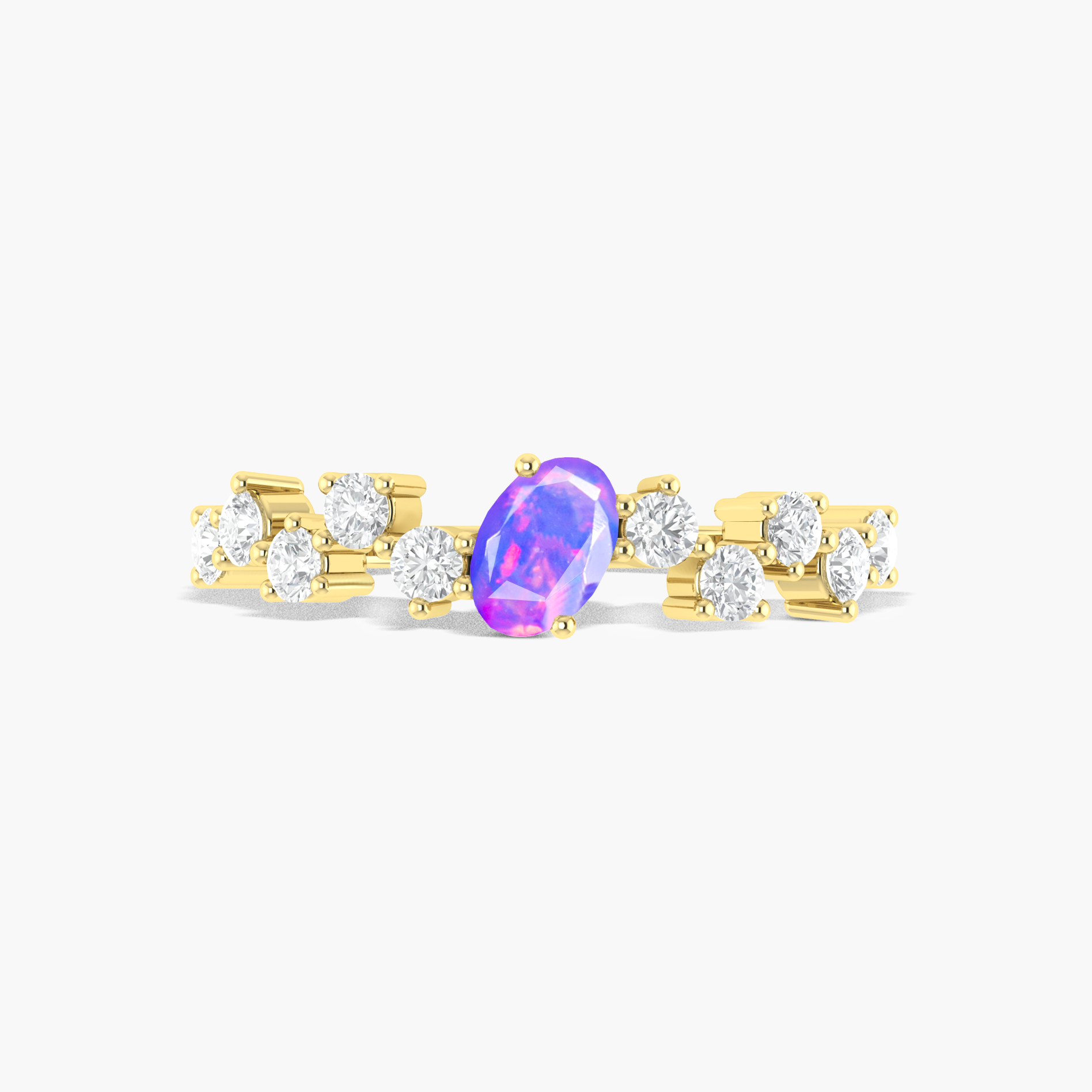 Lavender fire oval Ethiopian opal Handcrafted ring for her