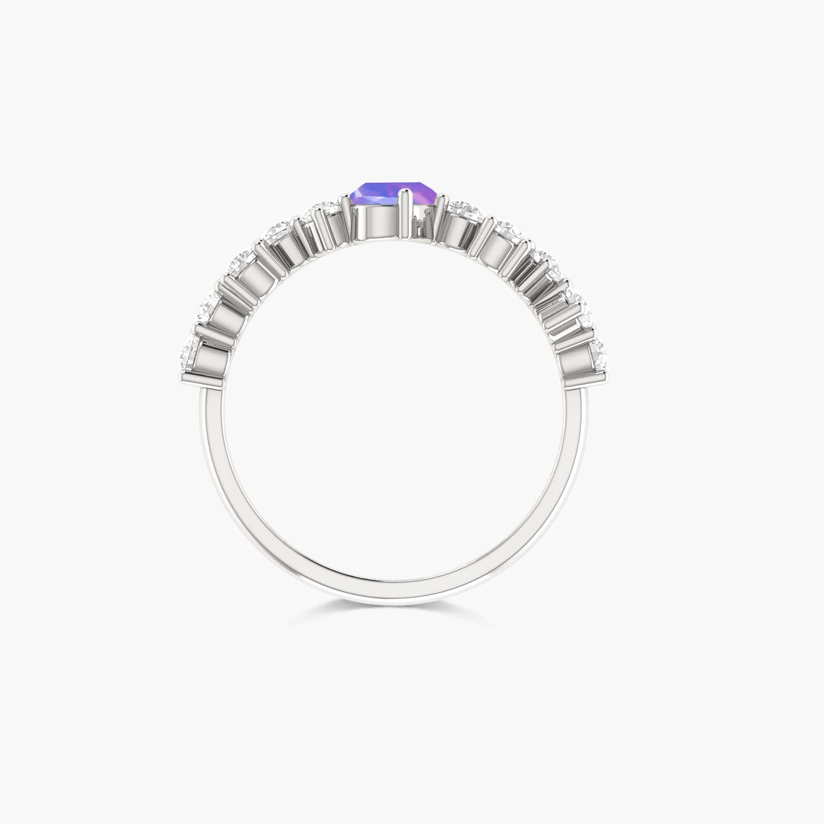 Oval Shape 6X4 MM Natural Lavender Opal Engagement Ring