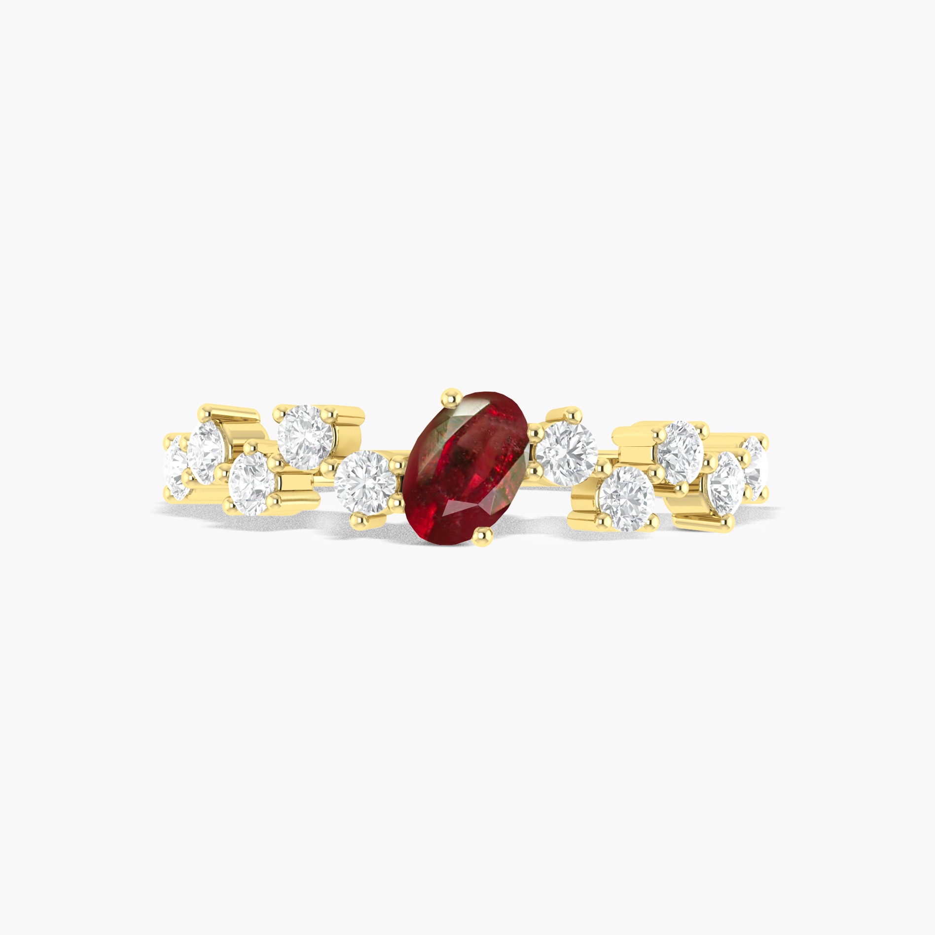 Genuine Red Rose Ruby with a small round Cubic Zircon ring