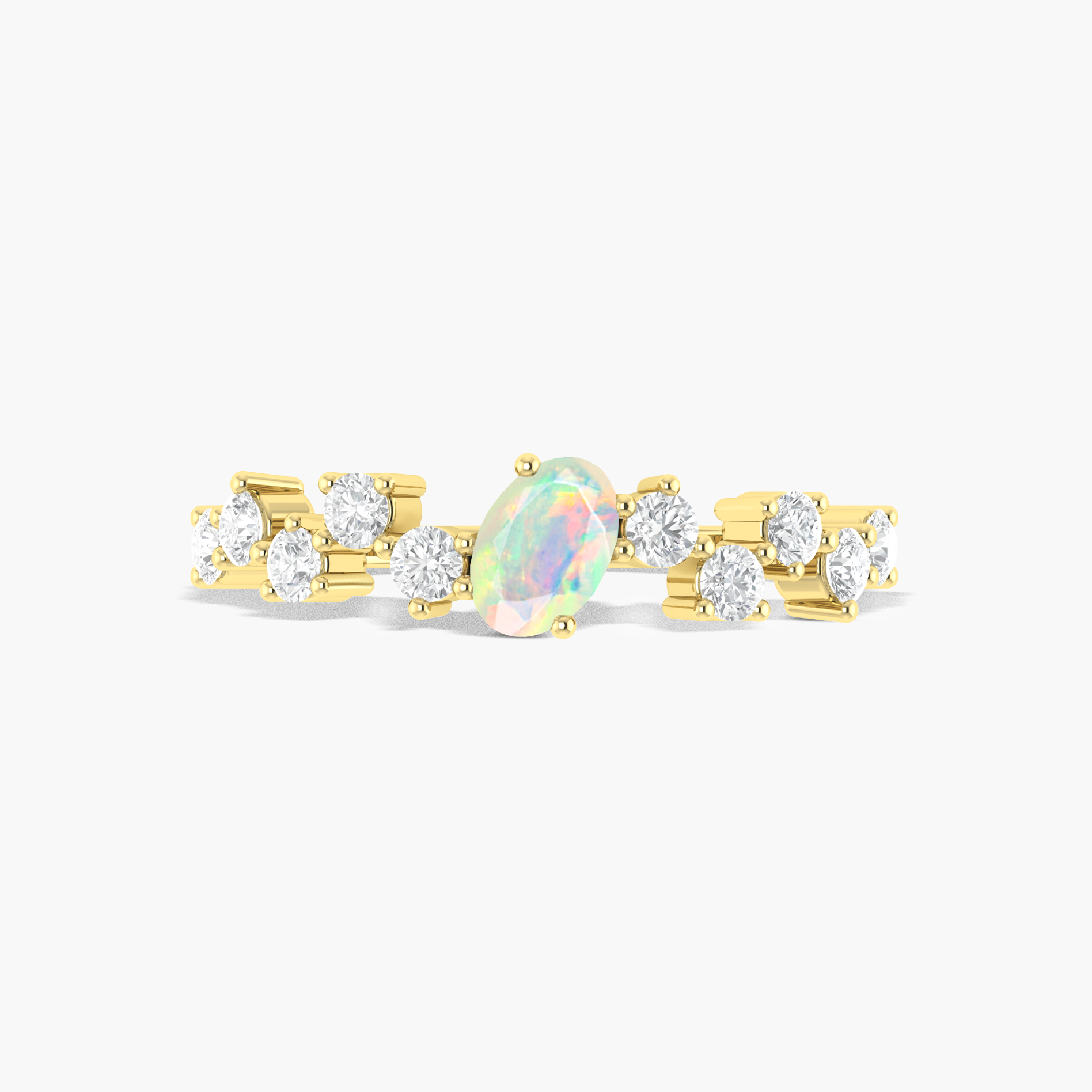 Natural fire opal with Small Cubic Zircon Wedding ring