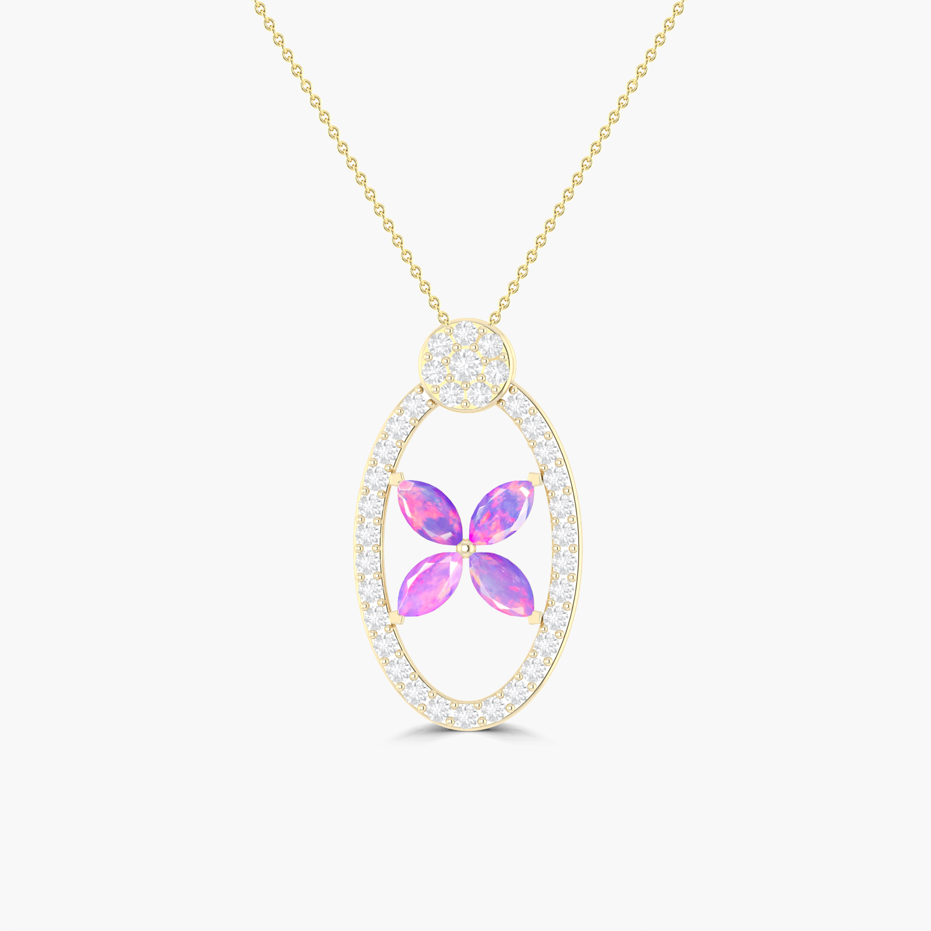 Natural Lavender Opal OX Style Charm Pendant Necklace