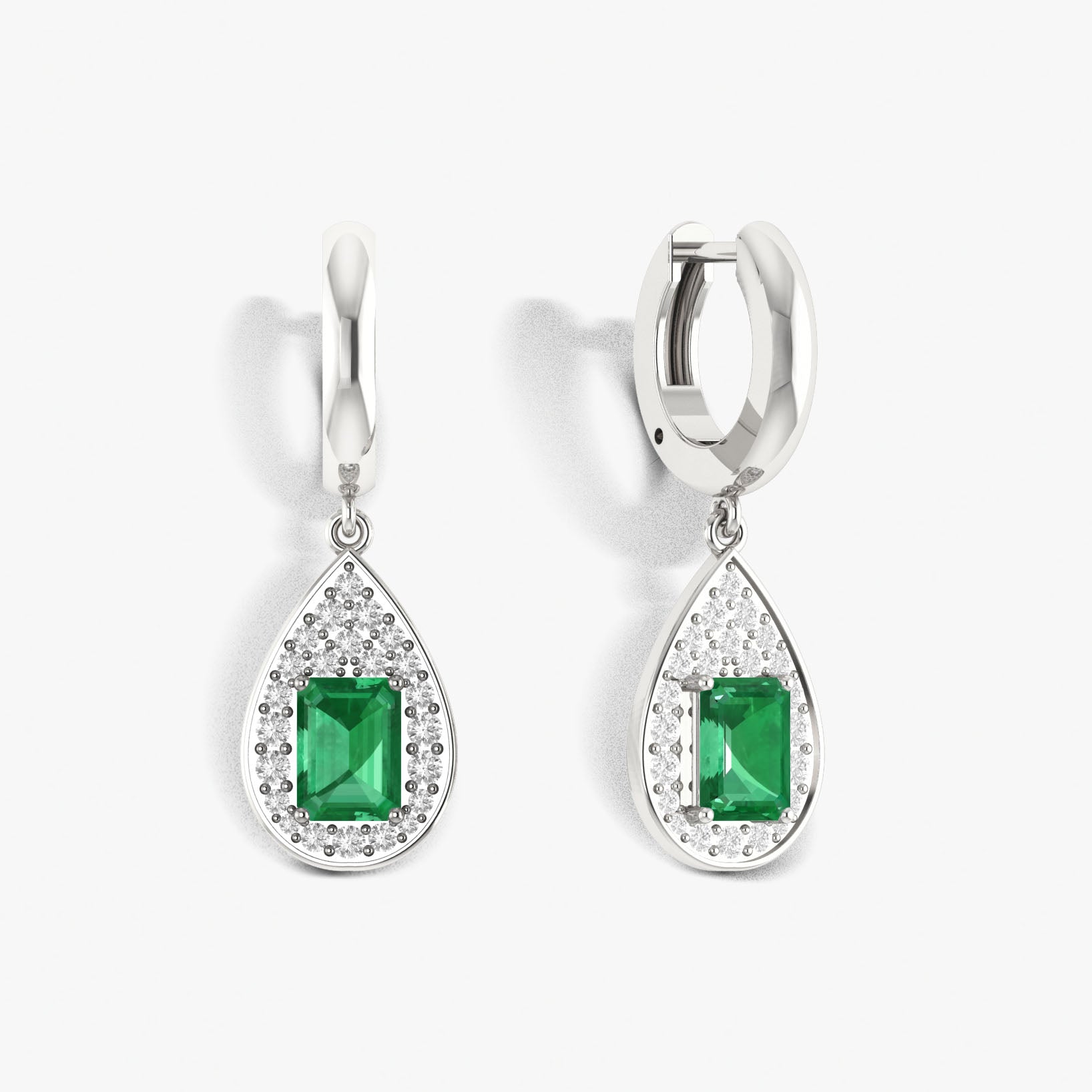 Emerald Octagon Gemstone Drop and Dangle Earring