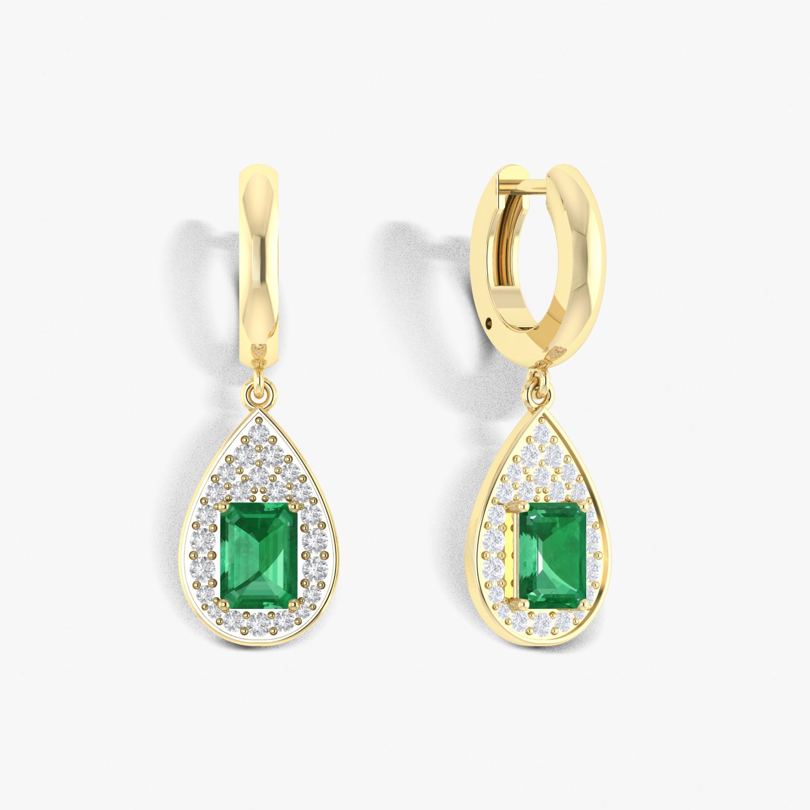 Emerald Octagon Gemstone Drop and Dangle Earring