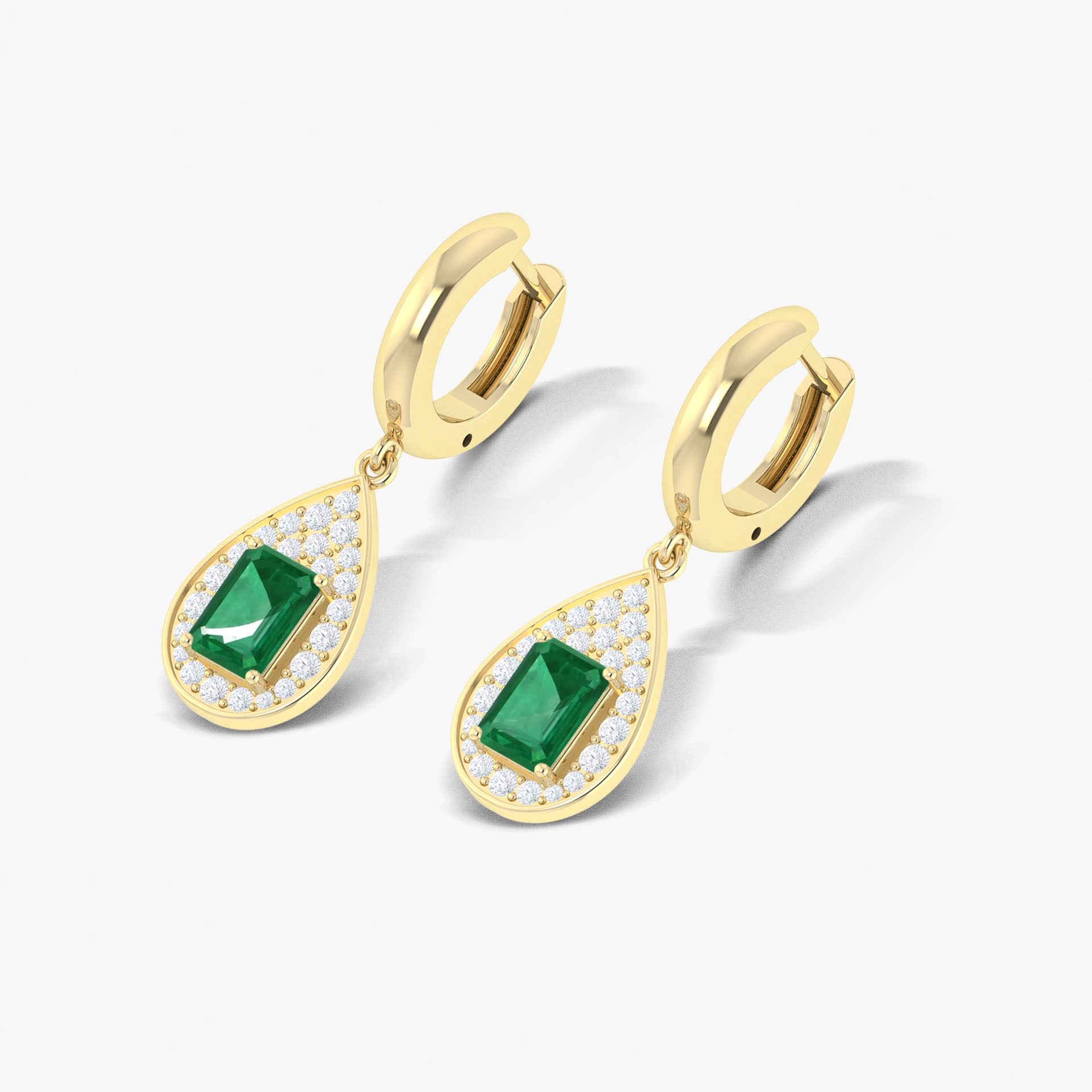 Emerald Octagon Gemstone Drop and Dangle Earring