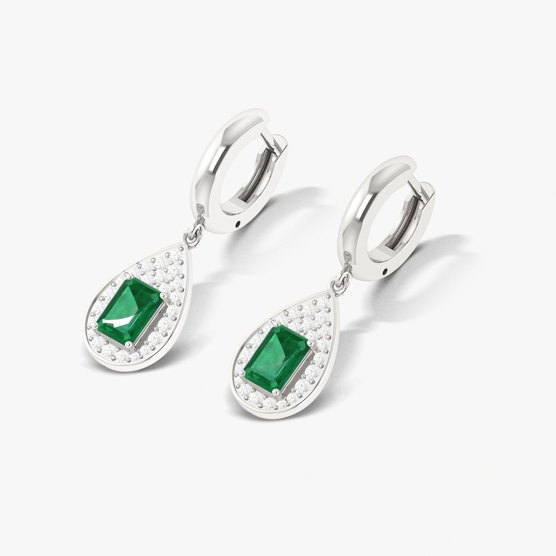 Emerald Octagon Gemstone Drop and Dangle Earring