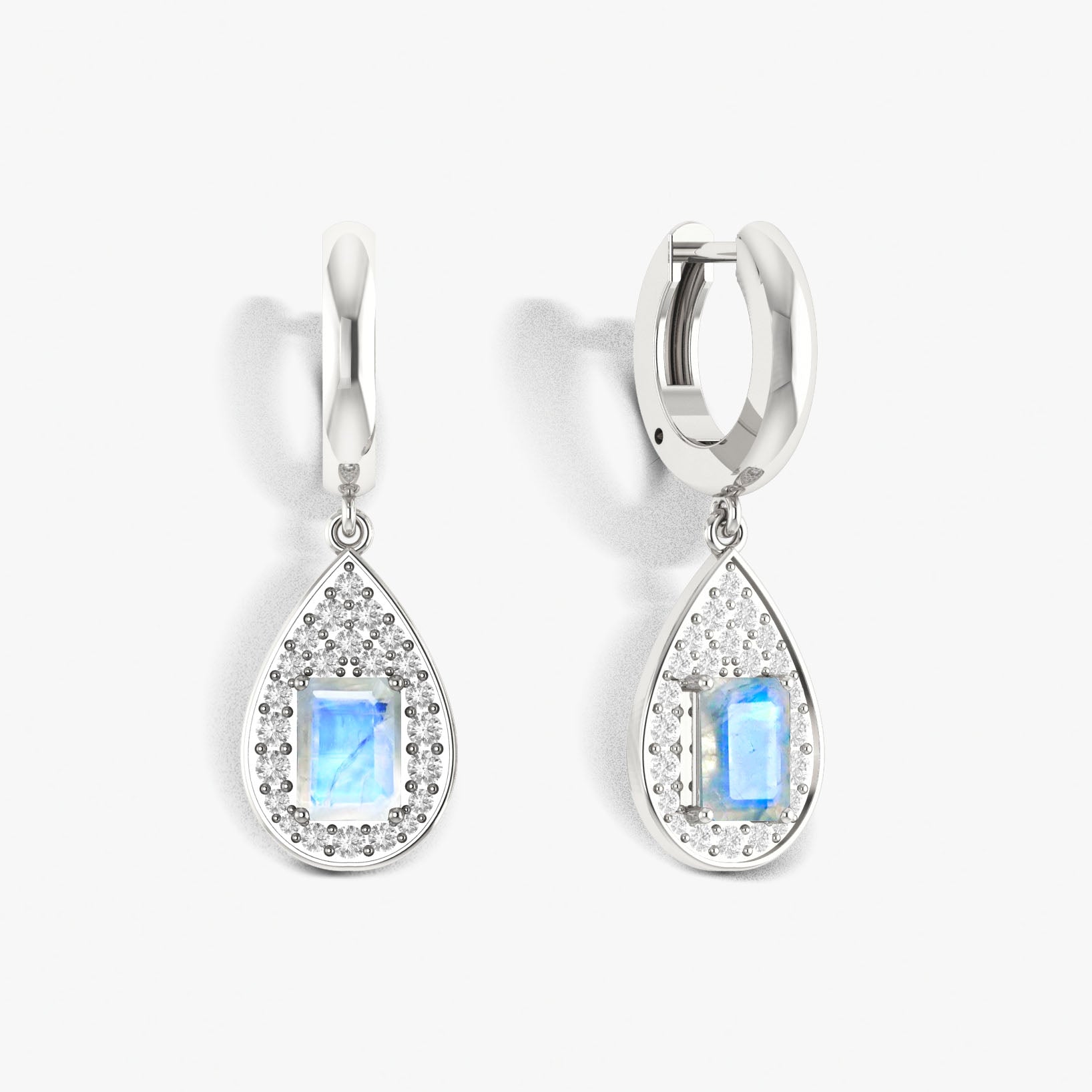 White Moonstone Huggie Earring
