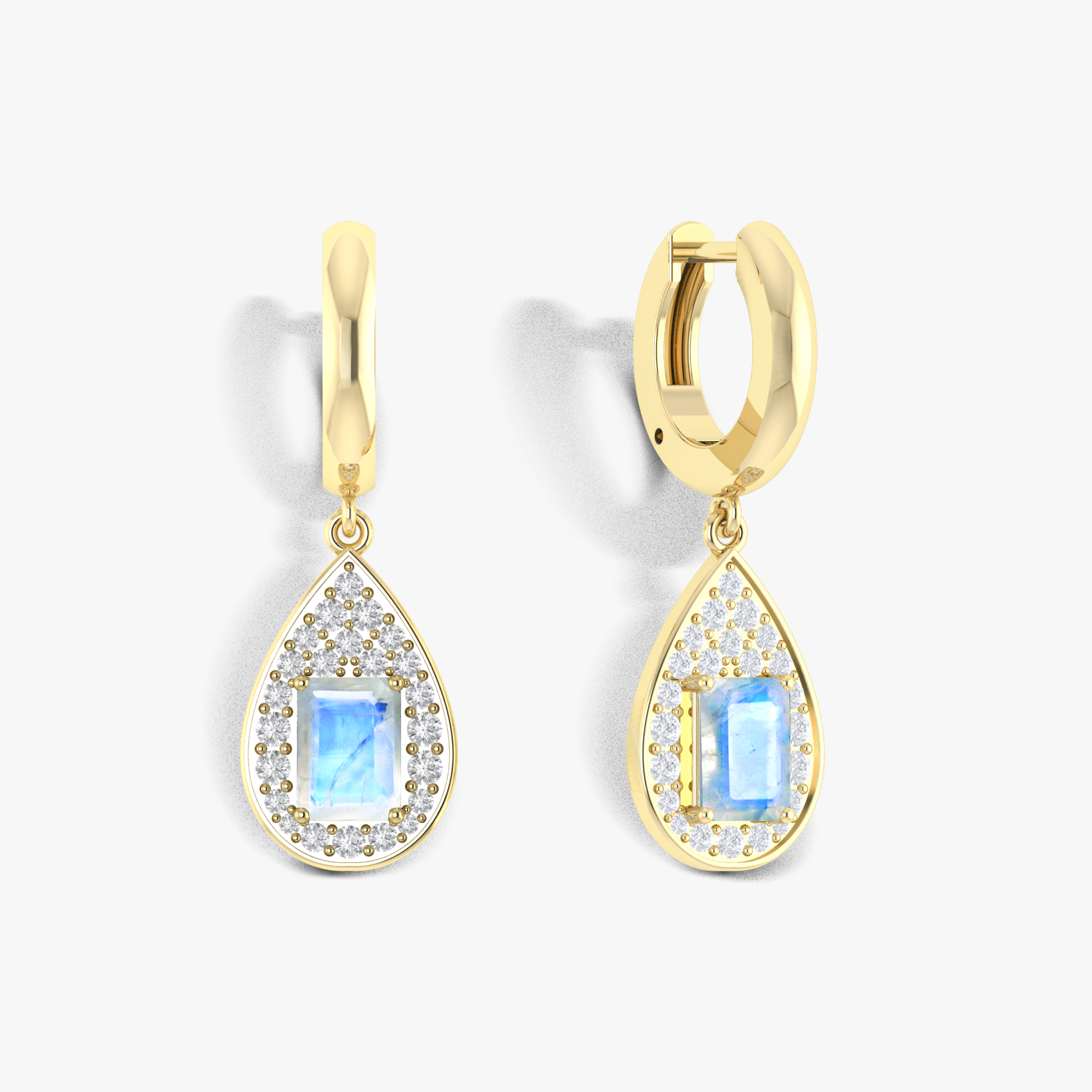 White Moonstone Huggie Earring