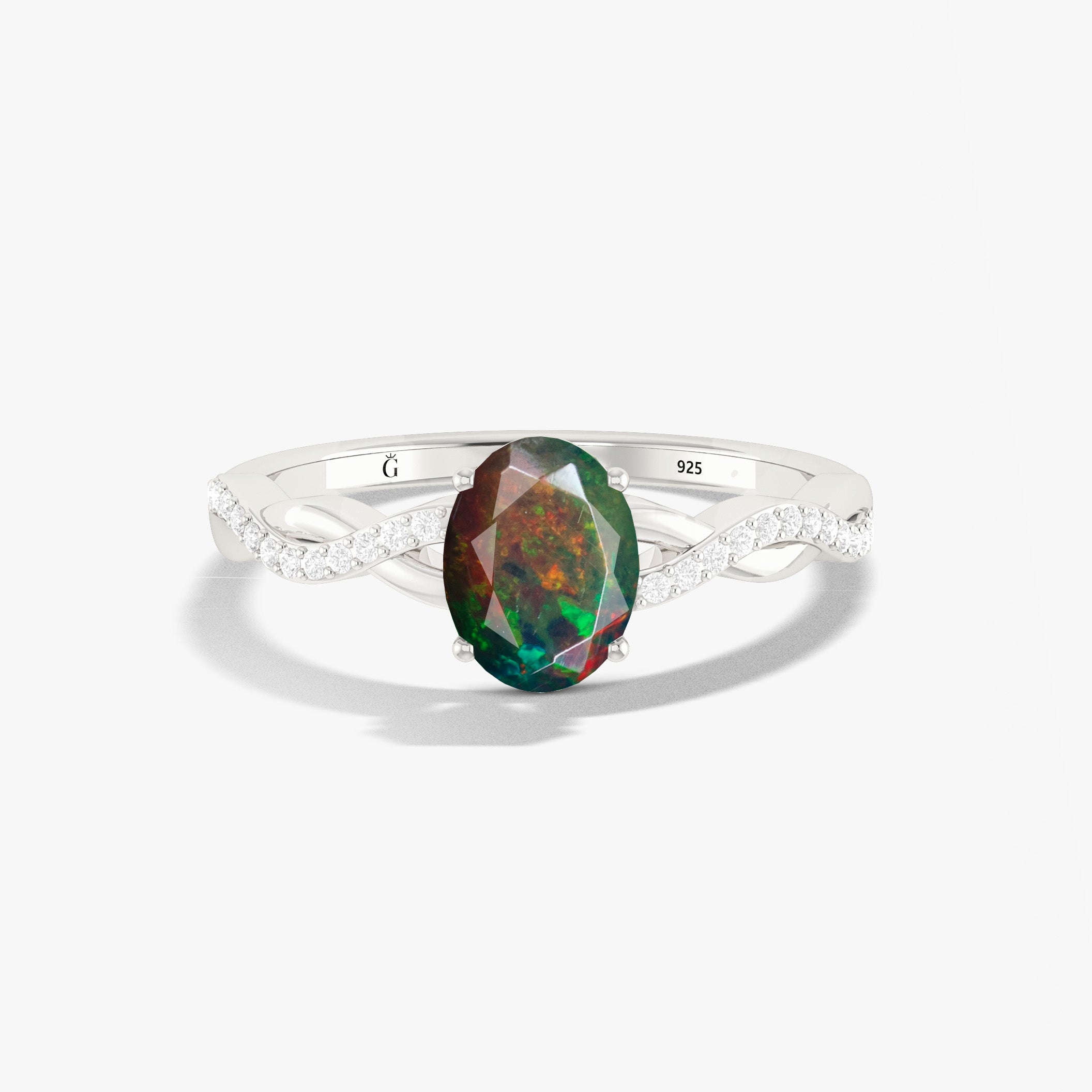Natural fire Black Ethiopian opal Engagement ring