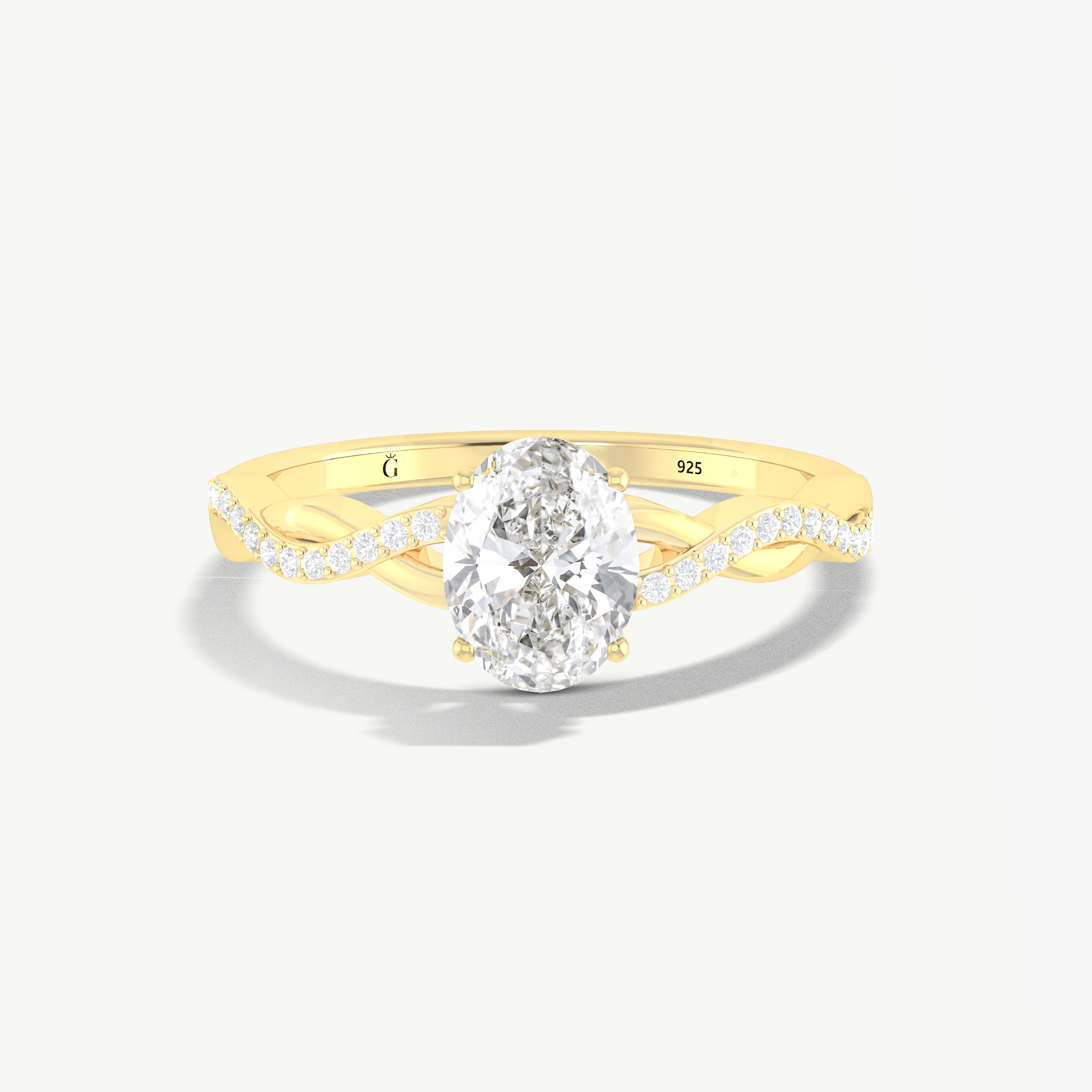 Oval cubic Zirconia Gold statement wedding ring for her