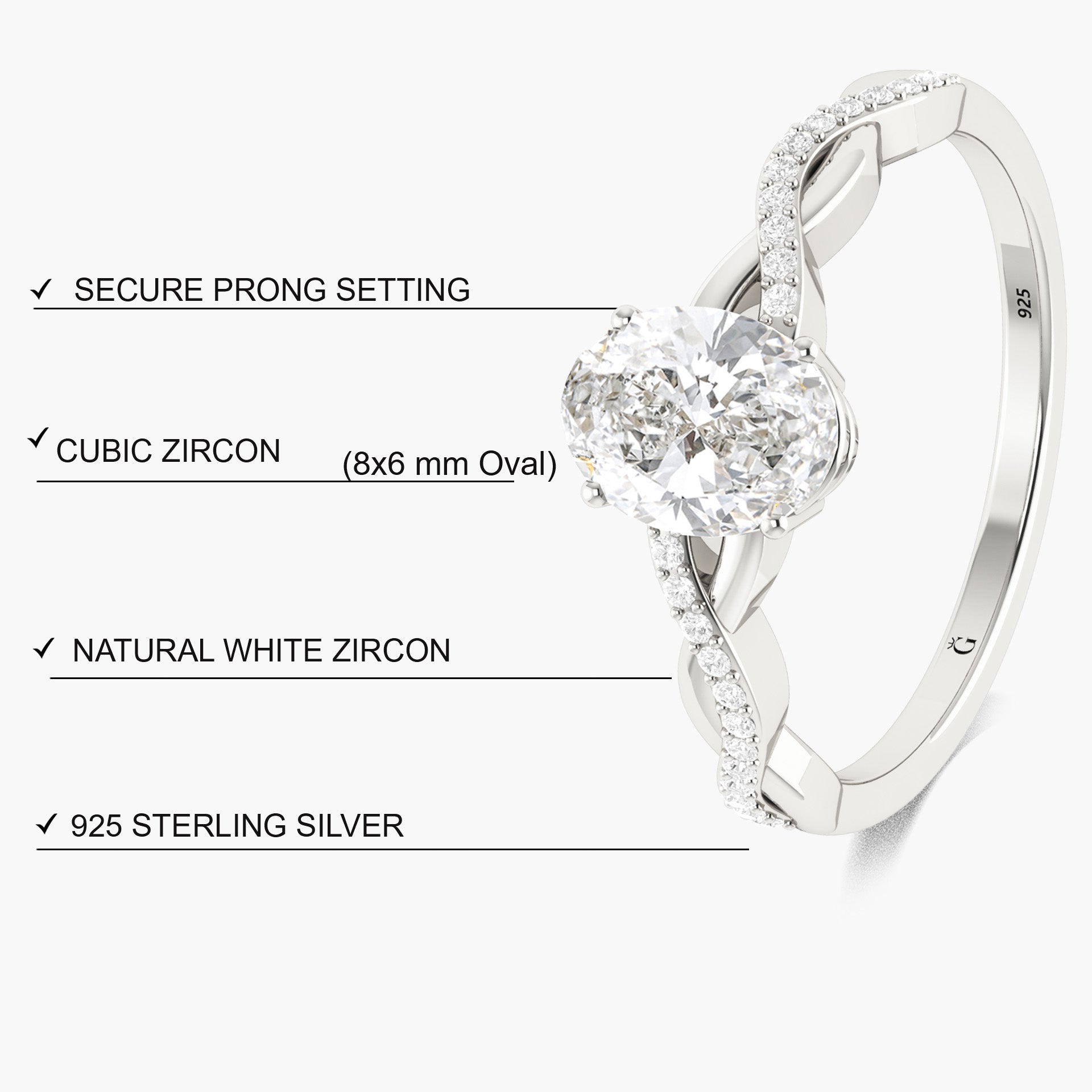 Oval cubic Zirconia Gold statement wedding ring for her